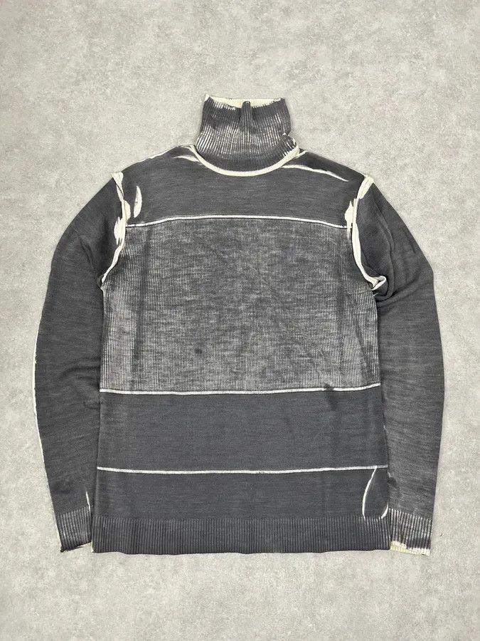 Just Cavalli 2000s Cavalli Two Tone Grey & Cream Abstract Turtleneck Size US L / EU 52-54 / 3 - 1 Thumbnail