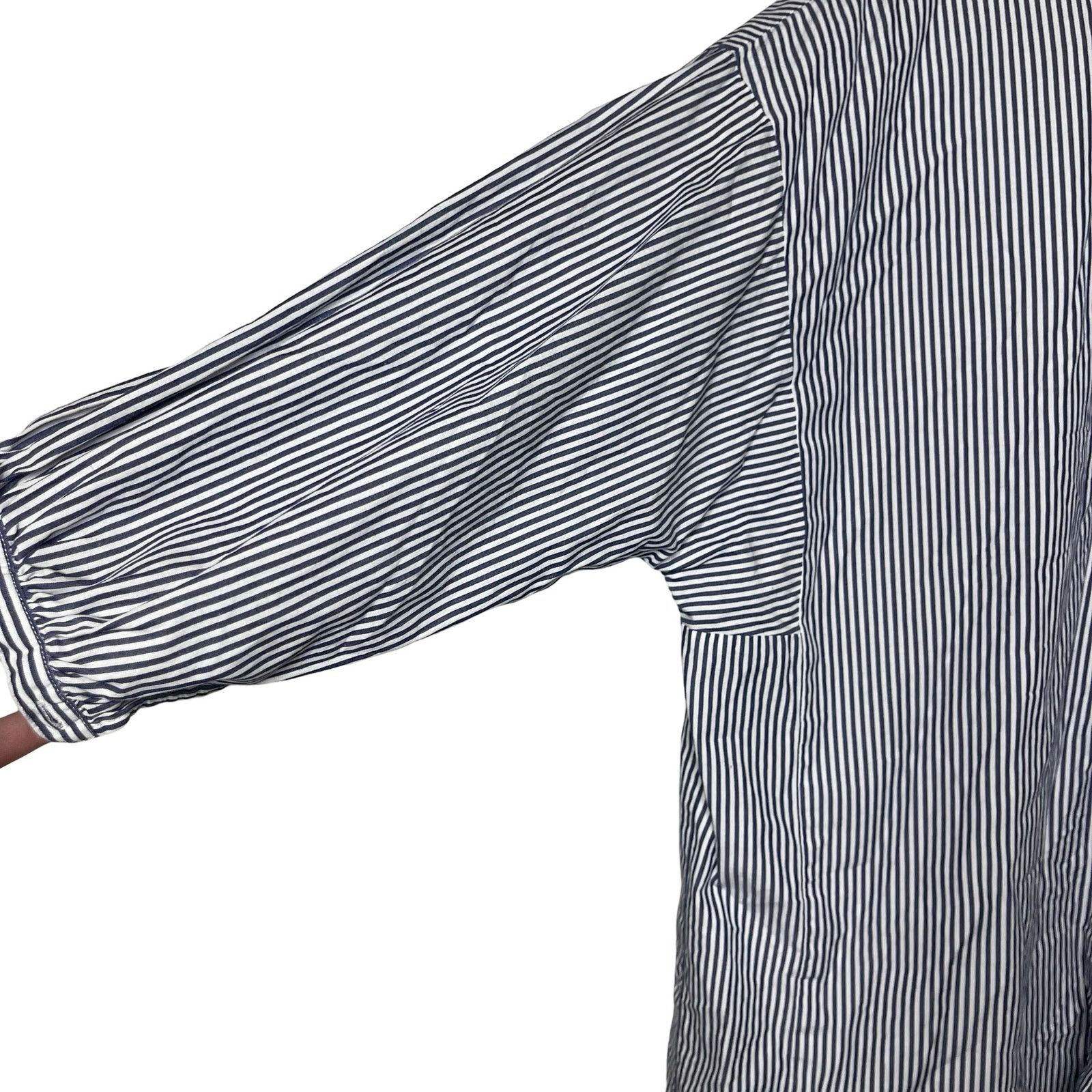 THE GREAT The Great. 3/4 Sleeve Button Down Pinstrip Shirt Blue 1 US S Size S / US 4 / IT 40 - 4 Thumbnail