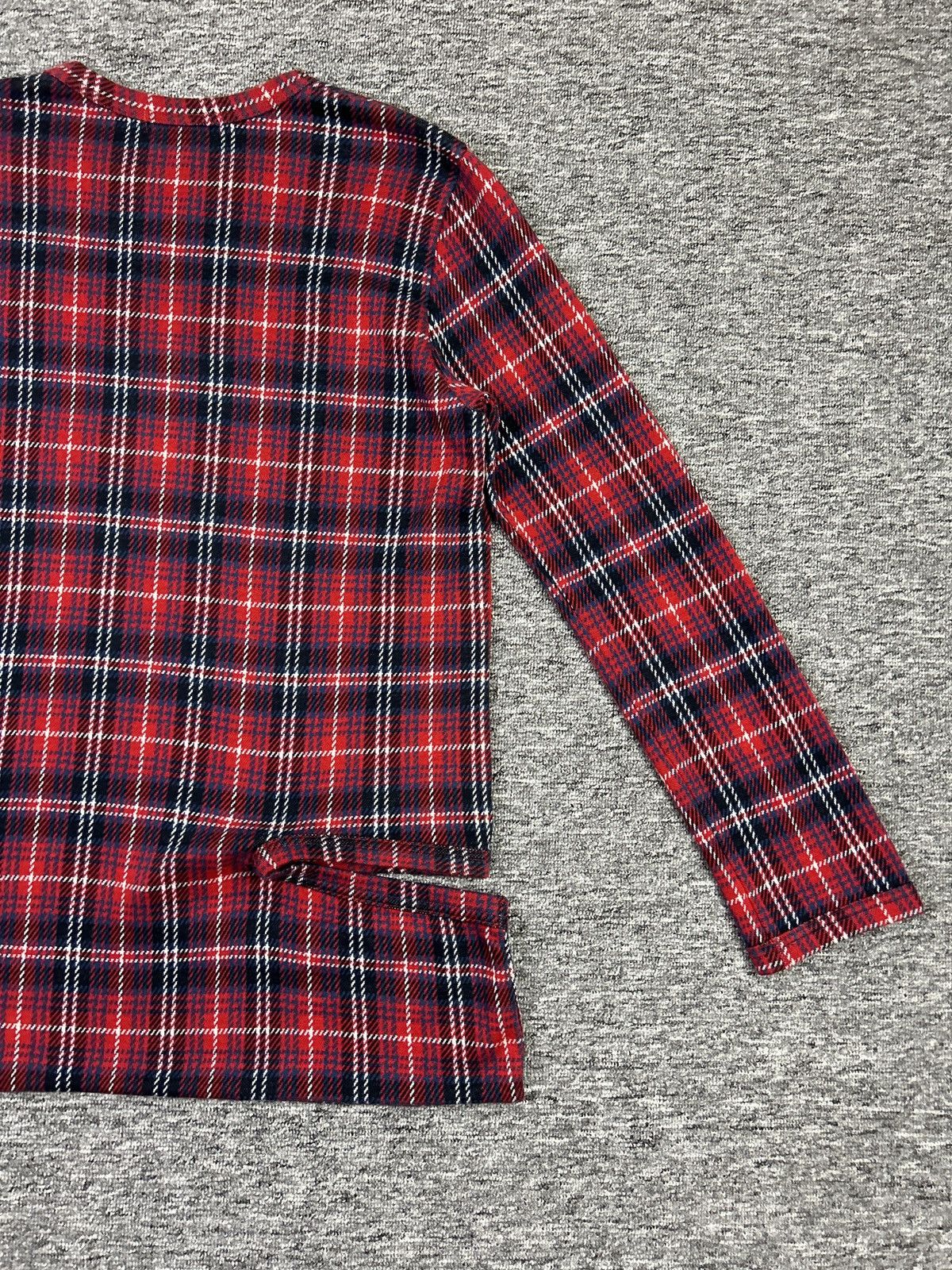 Comme des Garcons CDG – Deformed Knit Asymmetric Red Tartan Long Sleeve Top Size M / US 6-8 / IT 42-44 - 18 Thumbnail