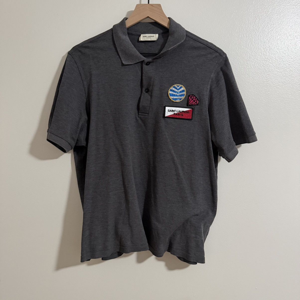 Saint Laurent Paris Saint Laurent Multi Patch Polo Size US S / EU 44-46 / 1 - 1 Thumbnail
