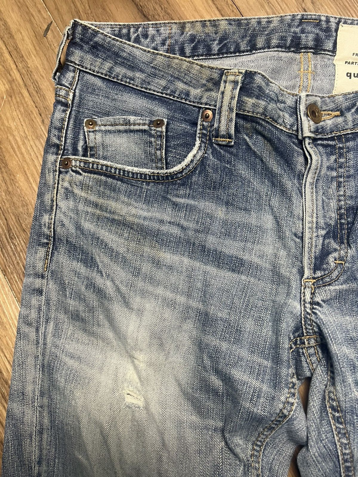Japanese Brand Quadro Japan Made Distressed Stretch Denim Jeans (43) Size US 33 - 3 Thumbnail