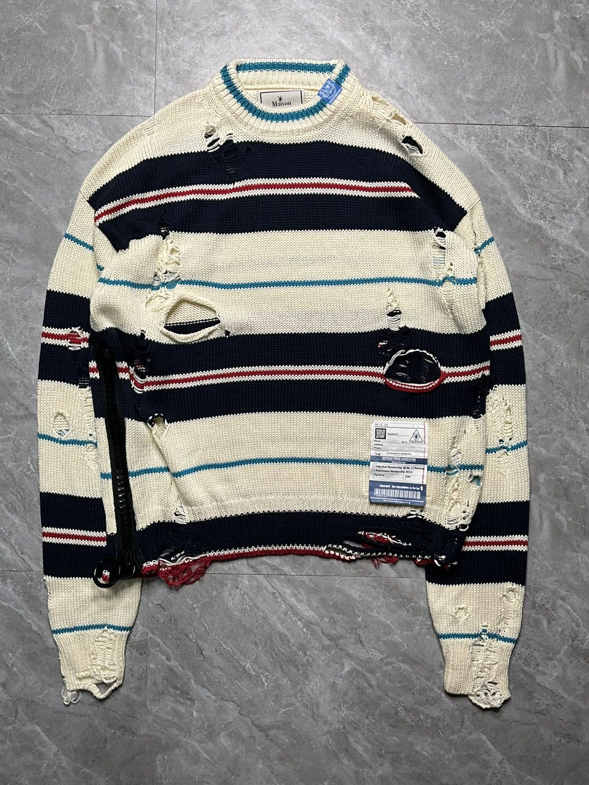 Maison MIHARA YASUHIRO MMY Distressed Decorative Zipped Sweater Size US M / EU 48-50 / 2 - 1 Thumbnail