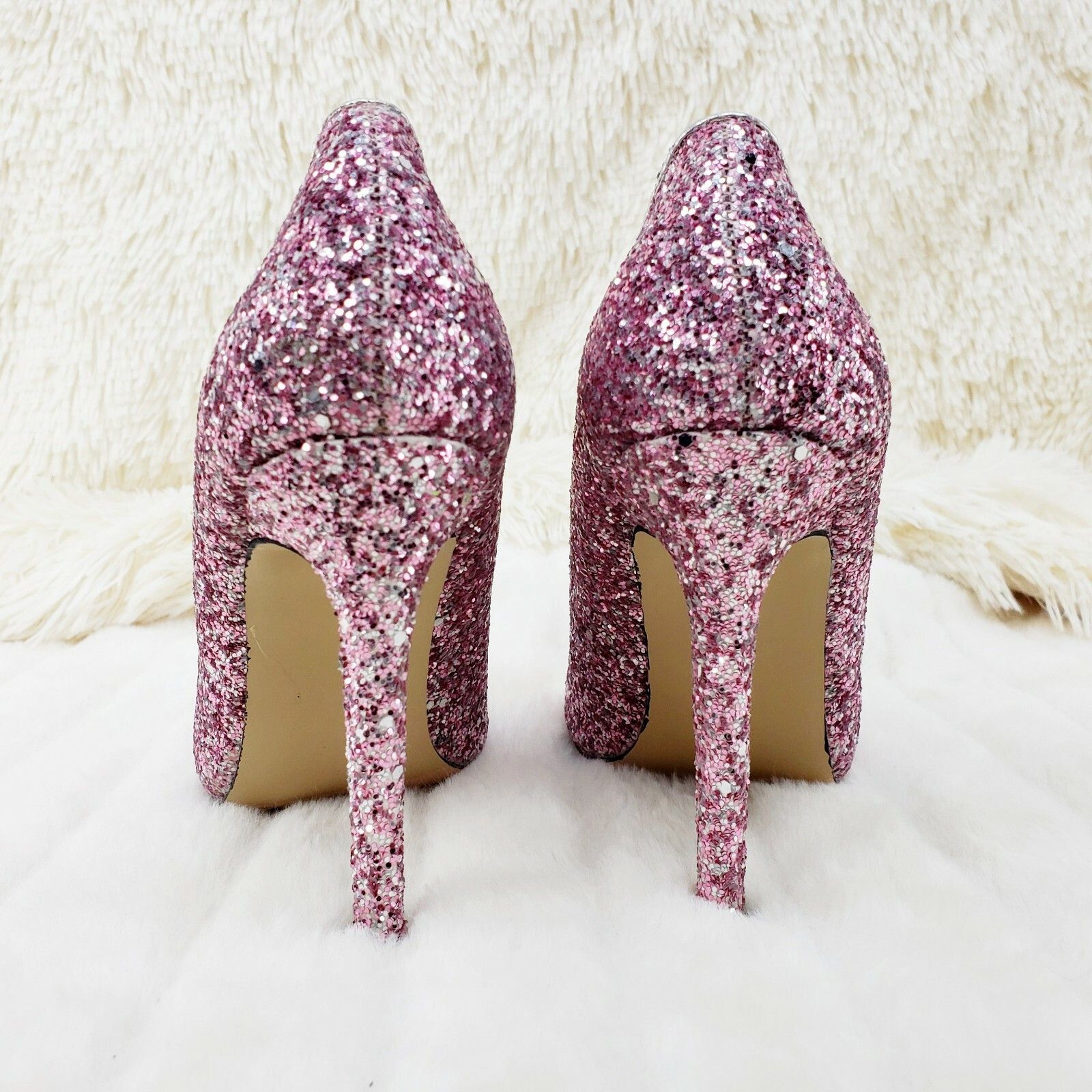 Other Weeboo Pink Silver Glitter 4" High Heel Shoes Pointy Toe Pum Size US 8.5 / IT 38.5 - 4 Thumbnail