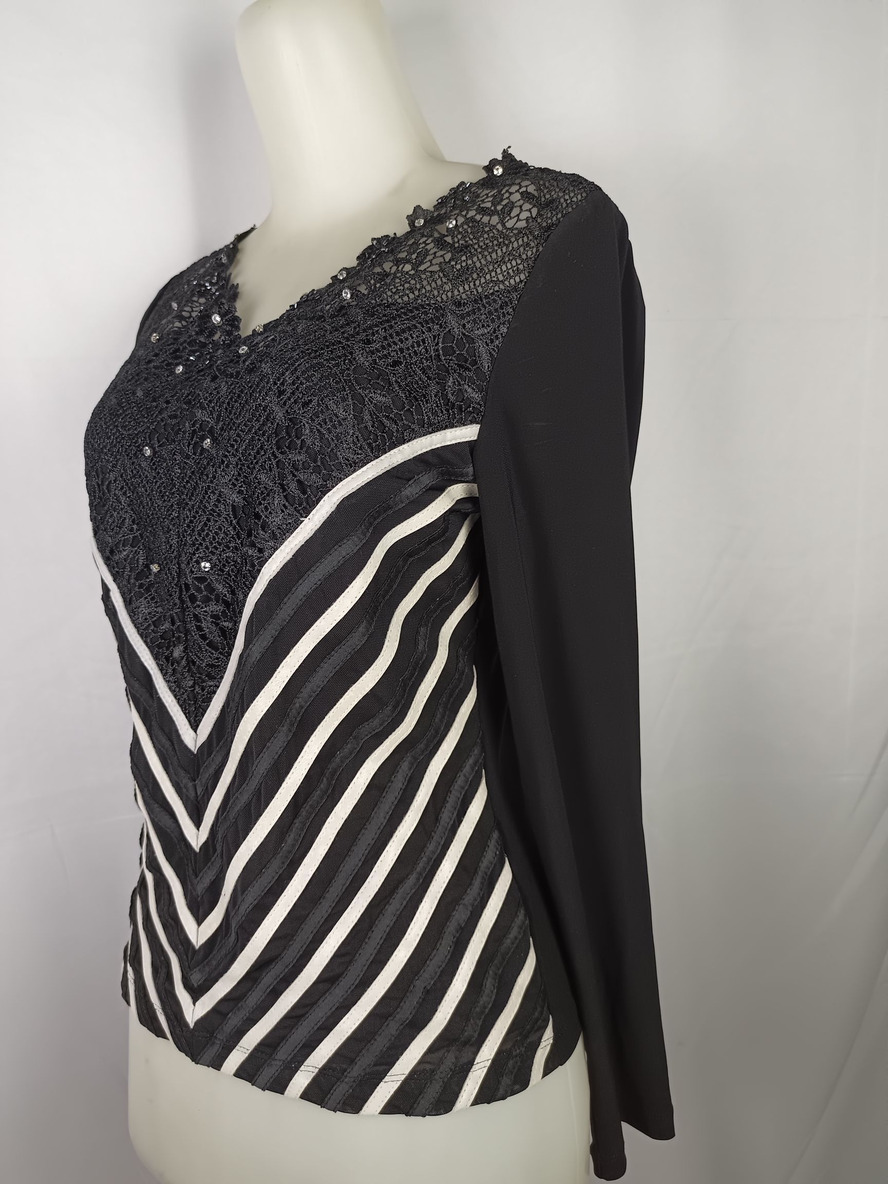 Designer × Japanese Brand SunBlossom Women's Lacy Striped Longsleeve Size M / US 6-8 / IT 42-44 - 15 Thumbnail