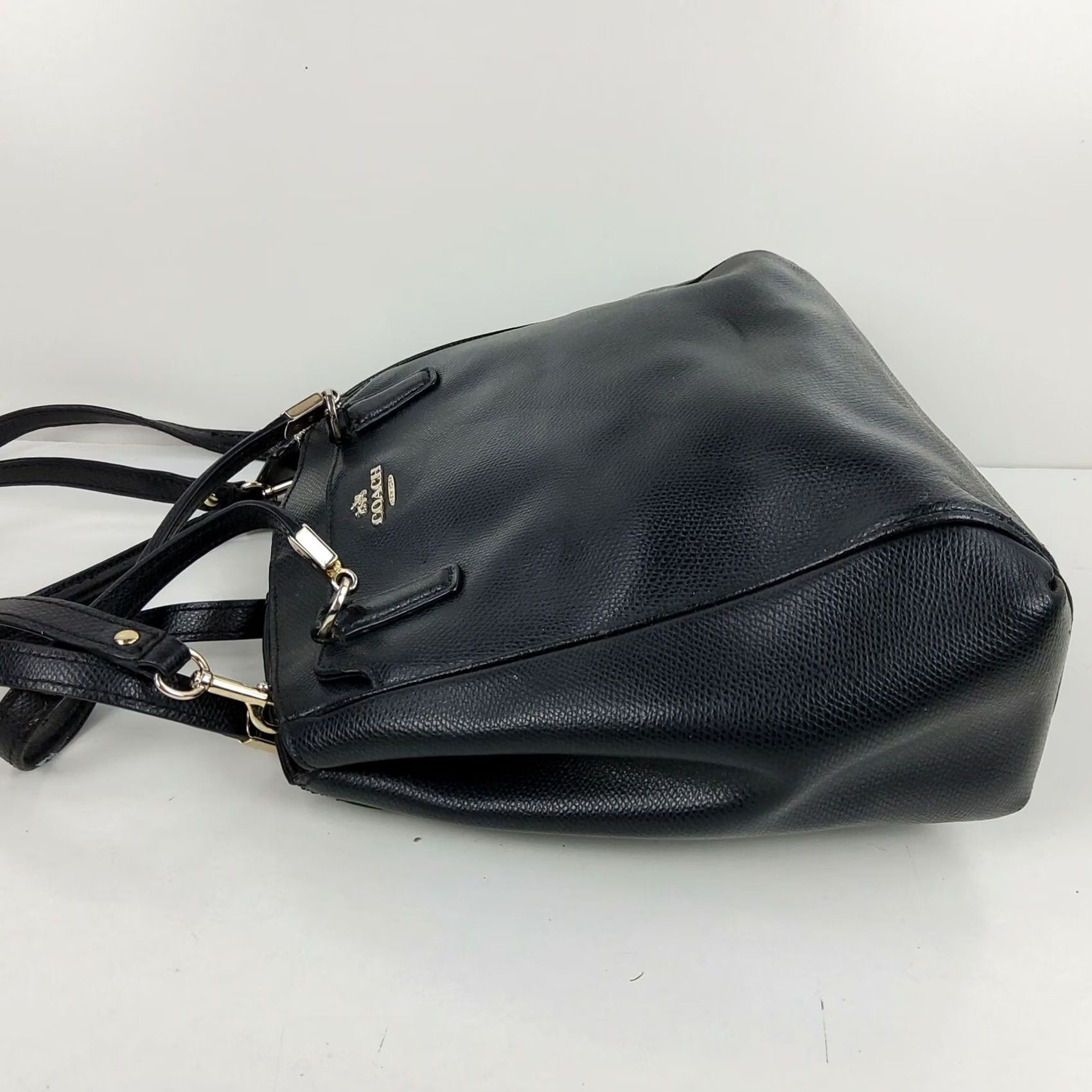 Coach COACH Minetta Crossgrain Leather Satchel Handbag F34663 Crossbody Purse Womens Bag Medium Black Leather Adjustable Strap Size ONE SIZE - 5 Thumbnail