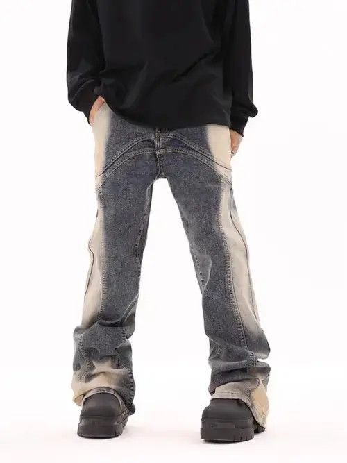 Japanese Brand VIBE Street hip-hop grunge color stitching micro-flare jeans Size US 32 / EU 48 - 8 Thumbnail
