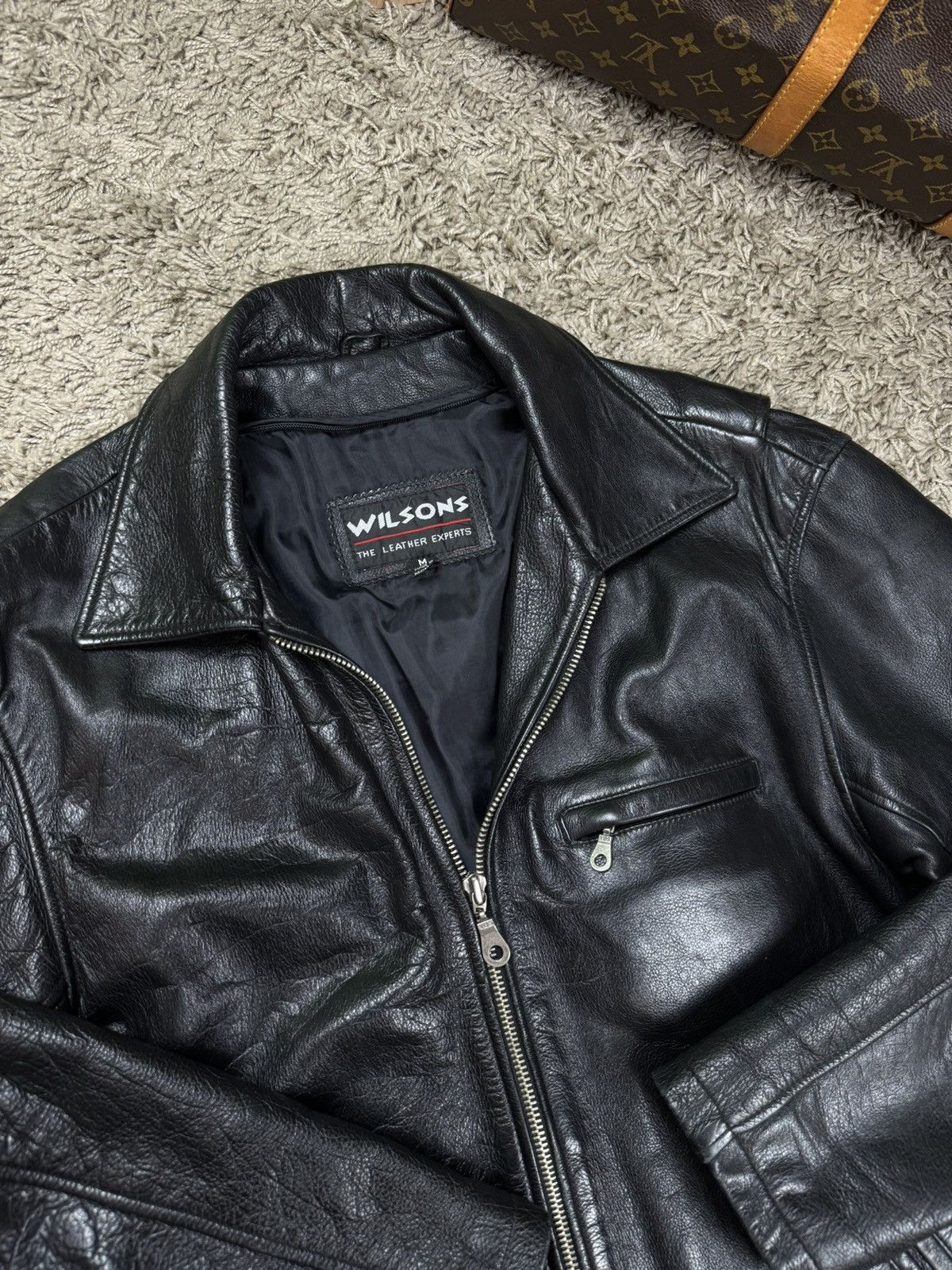 Vintage Vintage leather jacket Wilsons 90s original casual item Size US L / EU 52-54 / 3 - 2 Thumbnail