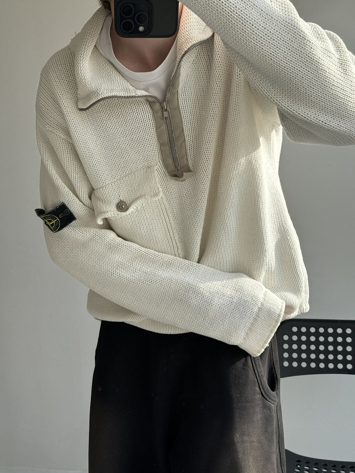 Massimo Osti Very Rare Vintage Stone Island 1/4 Knit Sweater Old Money Size US XL / EU 56 / 4 - 22 Thumbnail