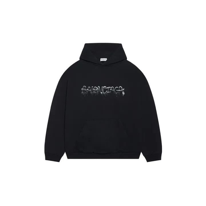 Balenciaga Balenciaga Black Oversized Letter Print Hoodie 0079-2507 Size S / US 4 / IT 40 - 1 Thumbnail