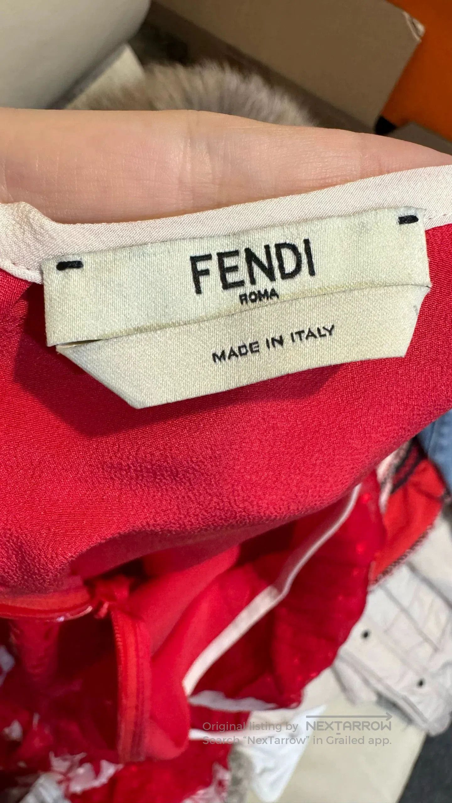 Fendi FENDI Red Silk Floral Print Dress. Size US XS / EU 42 / 0 - 3 Thumbnail