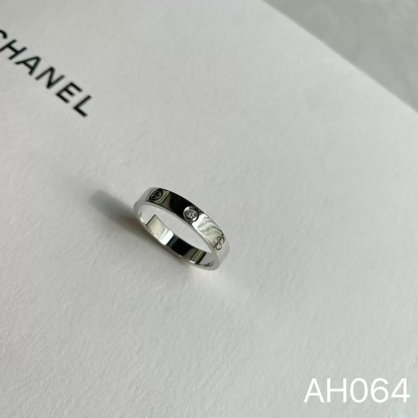 Cartier Cartier Love 18K WG Narrow Diamond Ring 0.02ct 4mm 61 AH064 Size ONE SIZE - 6 Thumbnail