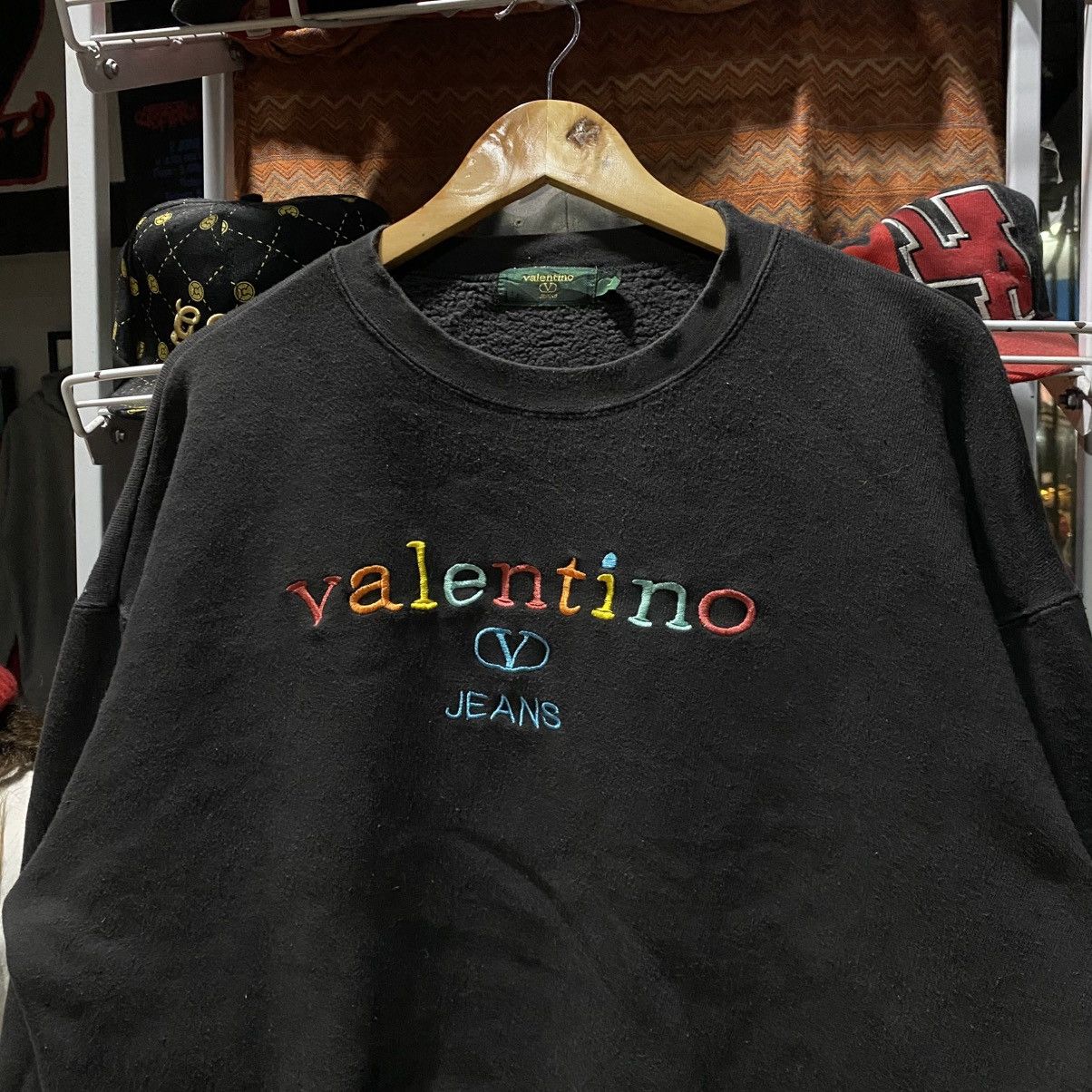 Valentino Vintage Valentino Jeans Colourful Crop Sweatshirts Size L / US 10 / IT 46 - 3 Thumbnail