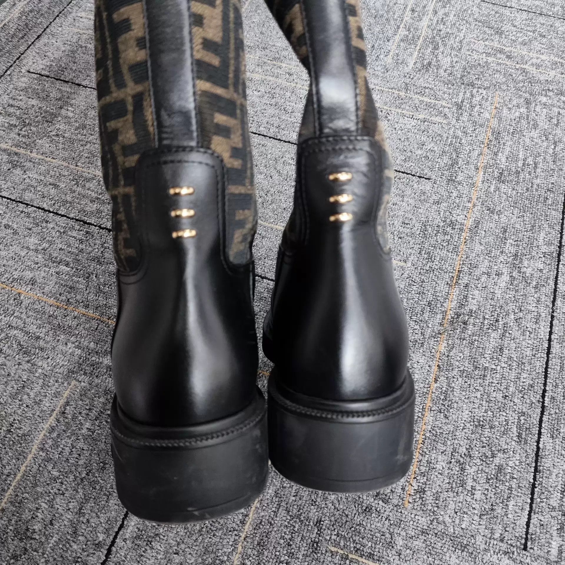 Fendi Fendi All-Over Print Knee-High Boots Black 39 Size US 8.5 / IT 38.5 - 5 Thumbnail