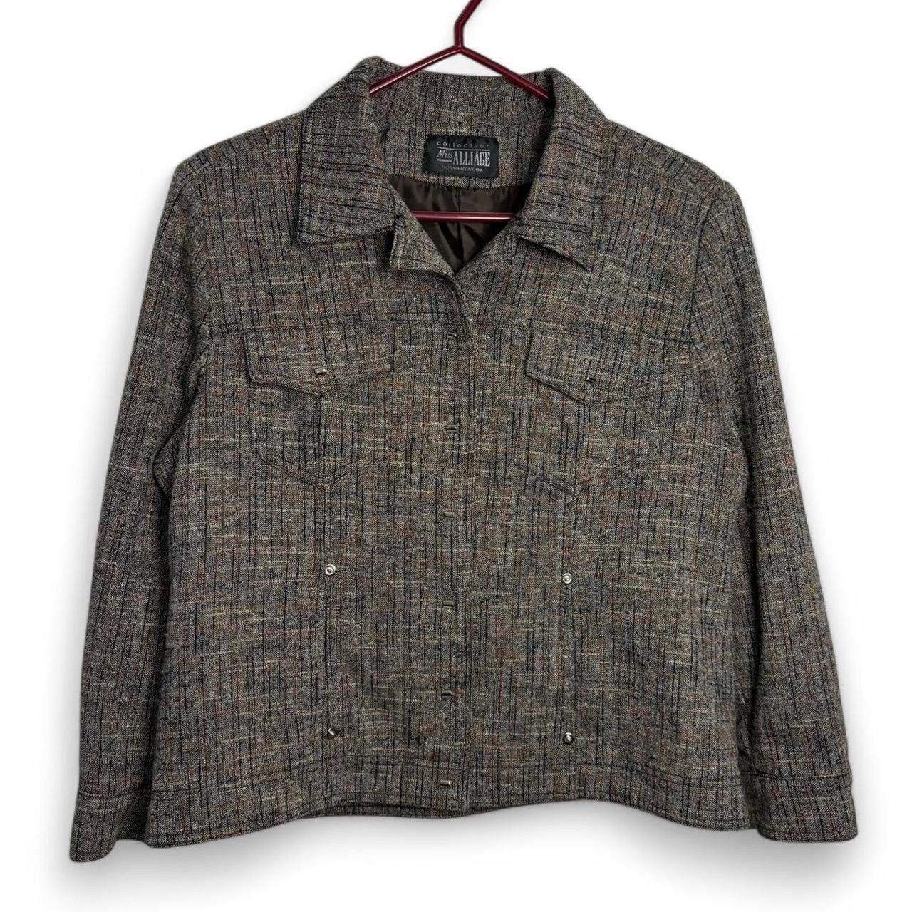 Vintage Vintage 1990s Tweed Style Grey Short Blazer Jacket Size M / US 6-8 / IT 42-44 - 1 Thumbnail