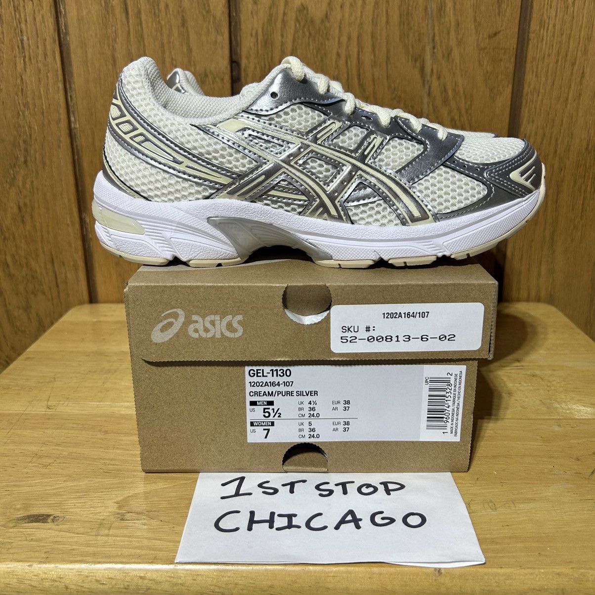 ASICS Gel 1130 Cream Pure Silver 1202A164-107 Womens 7 NEW