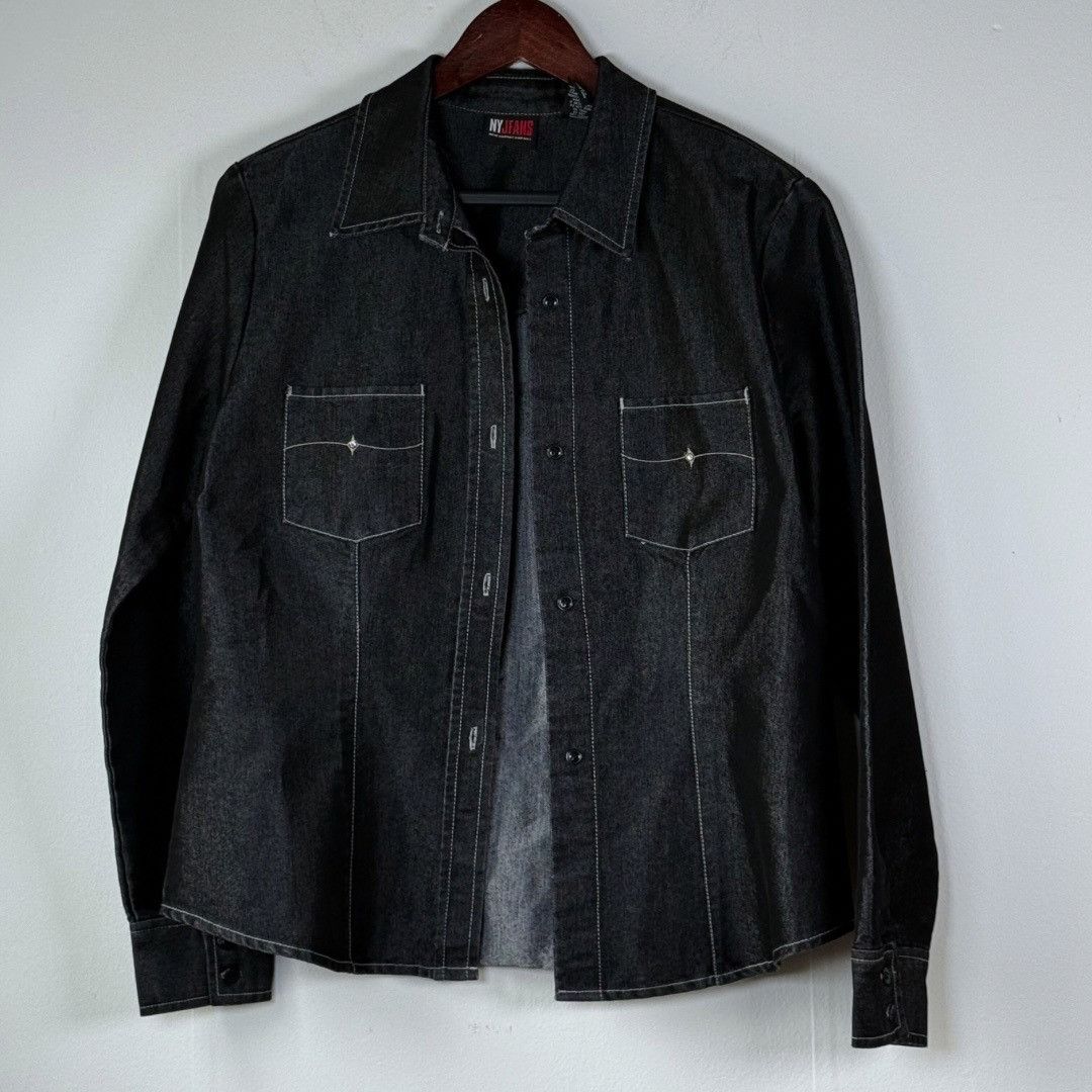 Other Vintage 90s Western Rancher Black Denim Jacket Shirt NY Jean Size L / US 10 / IT 46 - 1 Thumbnail