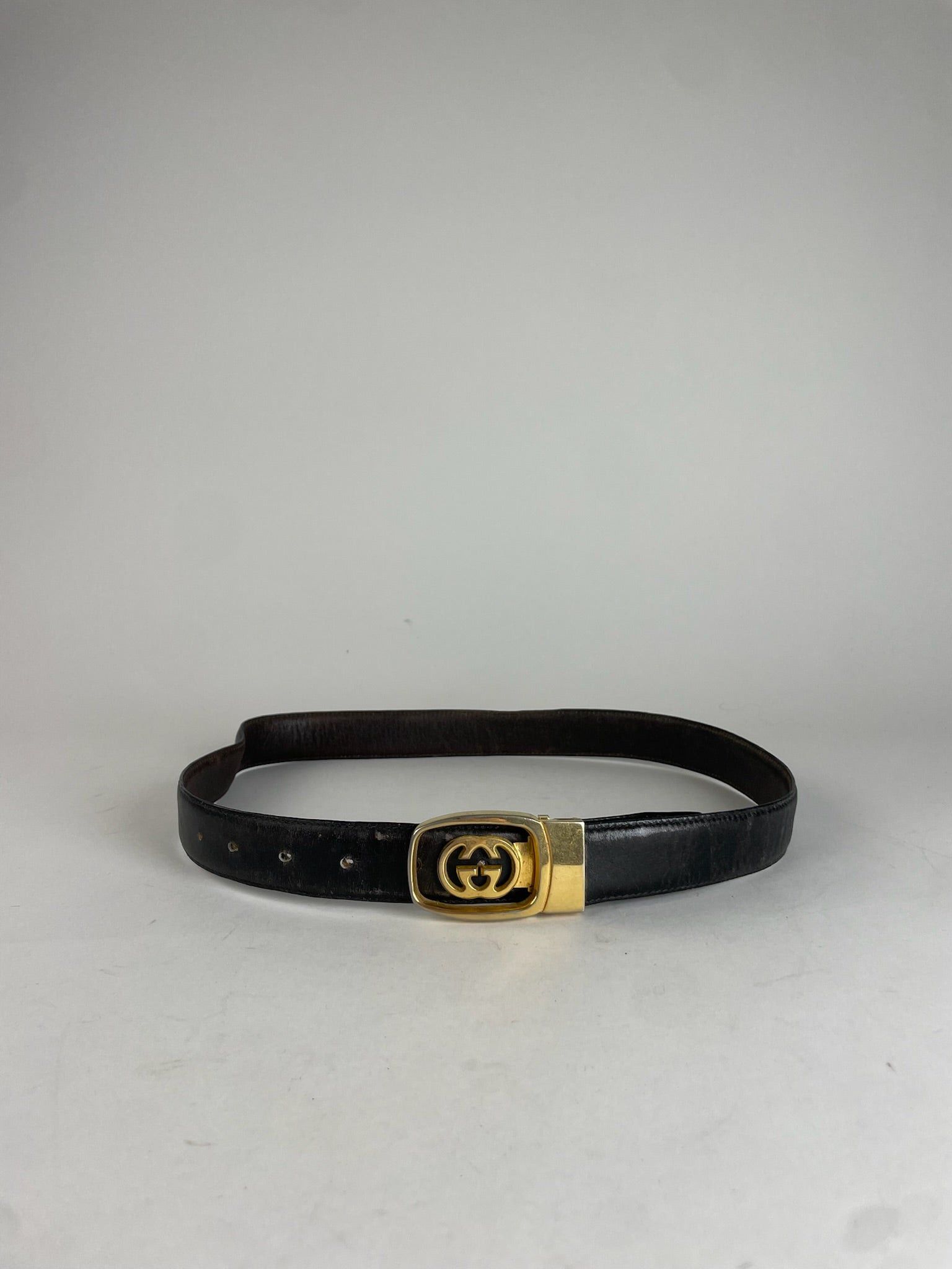 Gucci Vintage GG Leather Belt Brown Size ONE SIZE - 1 Thumbnail