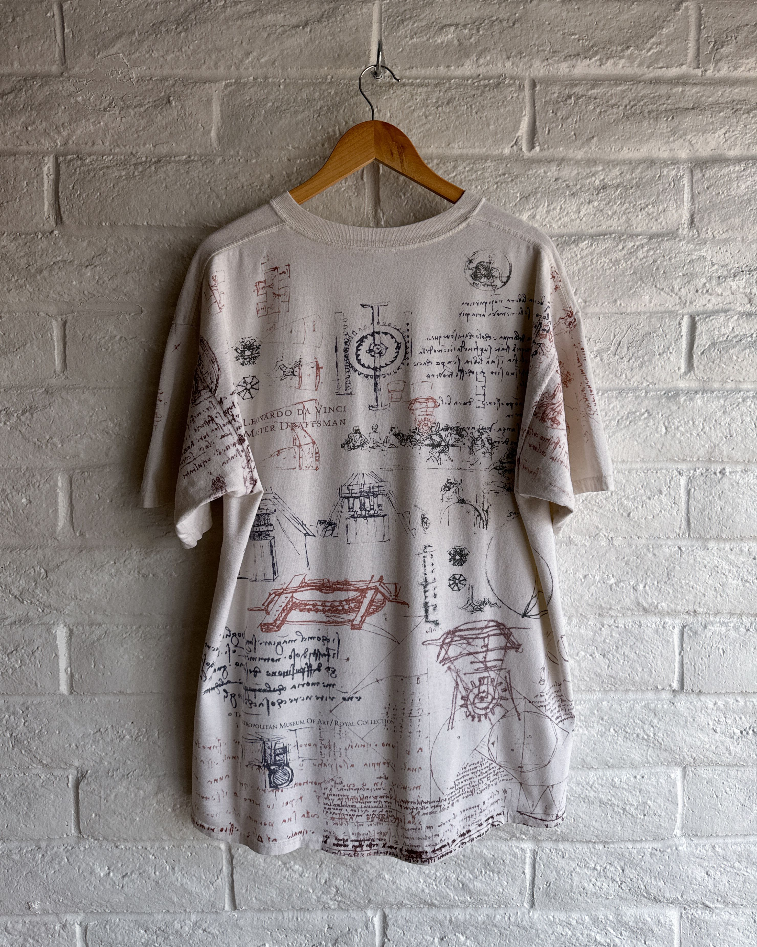 Vintage Vintage 90s Leonardo DaVinci T Shirt Men's XL AOP Scribble Size US XL / EU 56 / 4 - 6 Thumbnail