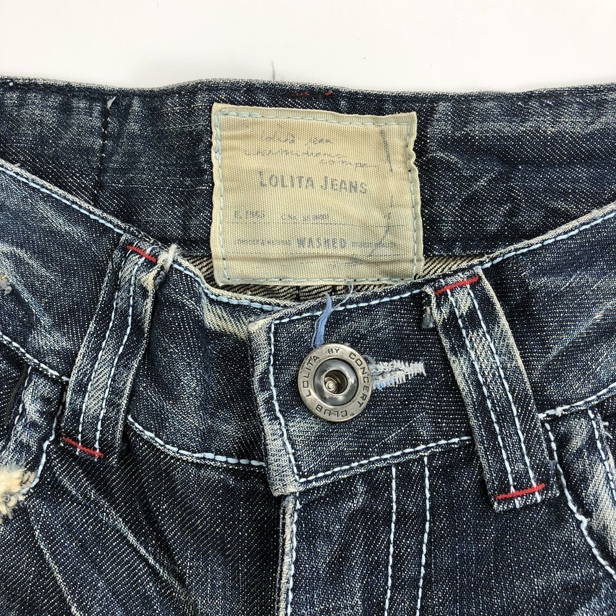 If Six Was Nine × Le Grande Bleu (L.G.B.) × Vintage Vintage Lolita Exotic Flared Jeans Distressed Faded Denim Size US 27 - 7 Thumbnail