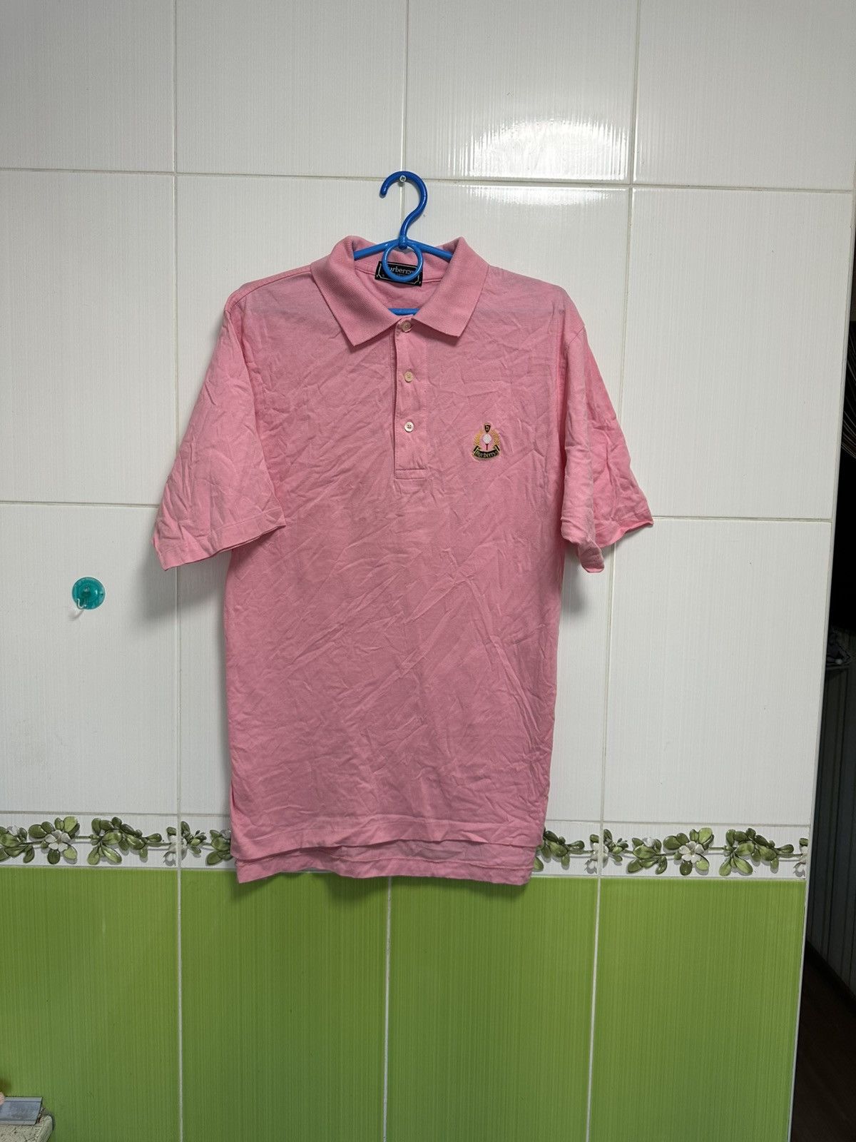 Burberry × Vintage Vintage Burberry Luxury Polo T-Shirt pink made in USA Size US S / EU 44-46 / 1 - 1 Thumbnail