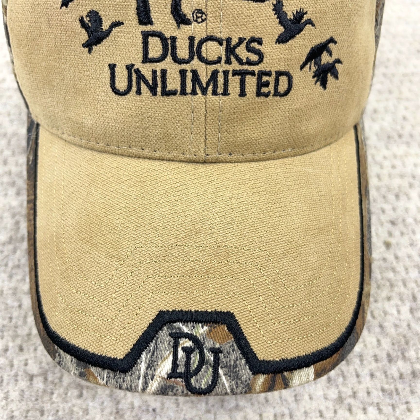 Vintage VINTAGE Ducks Unlimited Hat Cap Strap Back Brown Camo Nature Y2K Mens Adult Size ONE SIZE - 3 Thumbnail