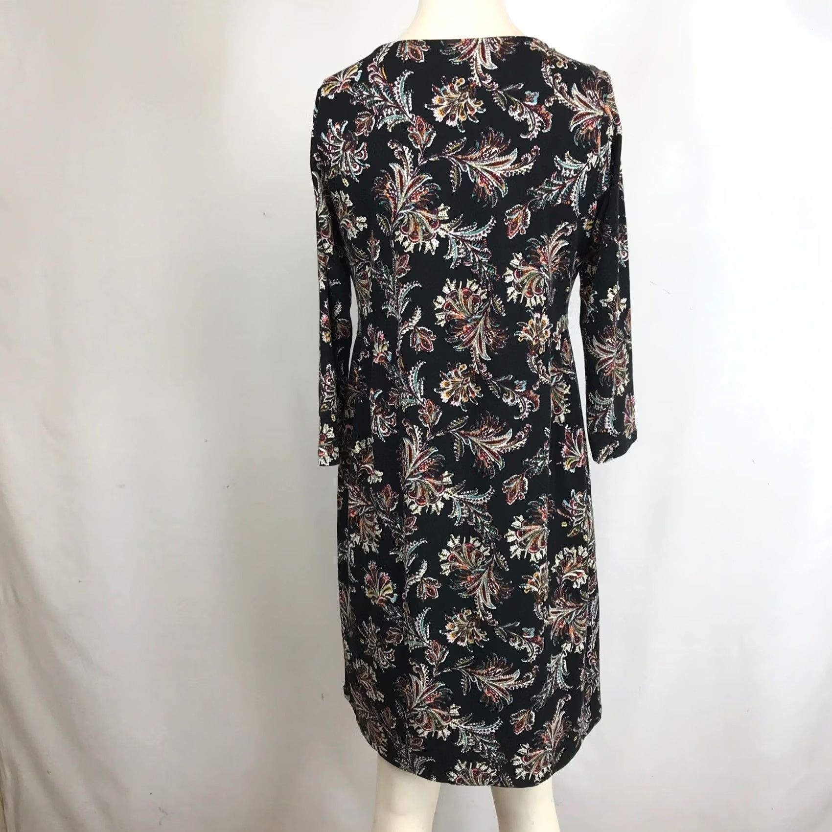 Vintage JJill Wearever Collection XS Black Paisley Print Shift Dress Size XS / US 0-2 / IT 36-38 - 5 Thumbnail