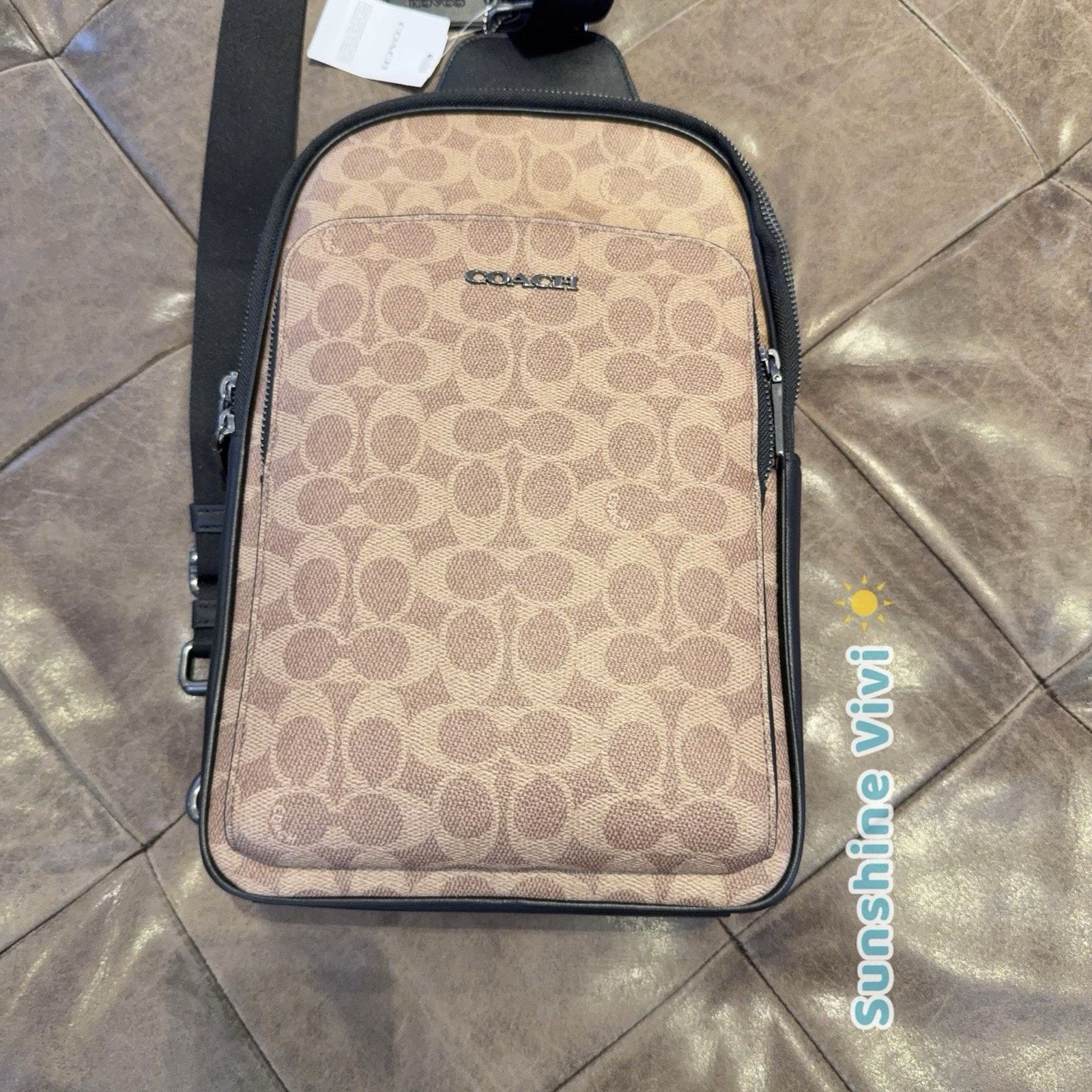 Coach NWT Coach Ethan Pack Blocked Signature CZ393 Tan Black Size ONE SIZE - 2 Thumbnail