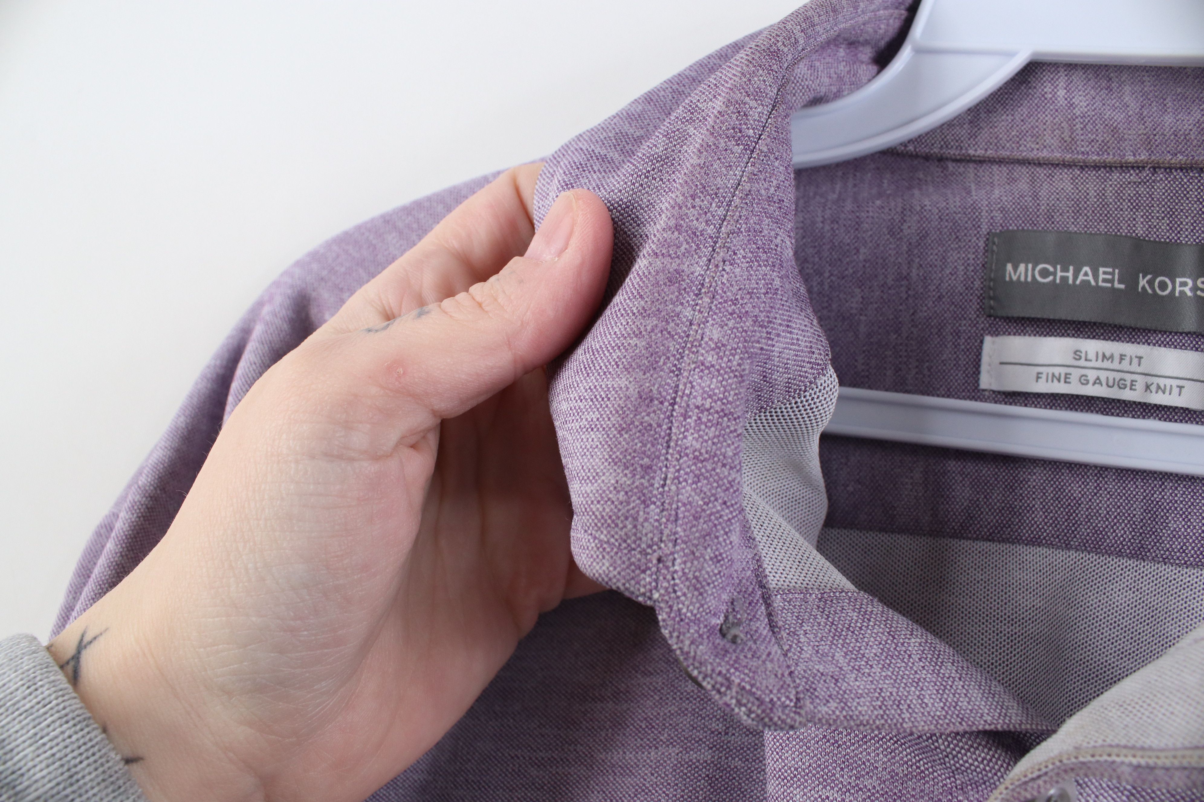 Michael Kors Michael Kors Fit Fine Gauge Knit Button Down Shirt Purple Size US L / EU 52-54 / 3 - 6 Thumbnail