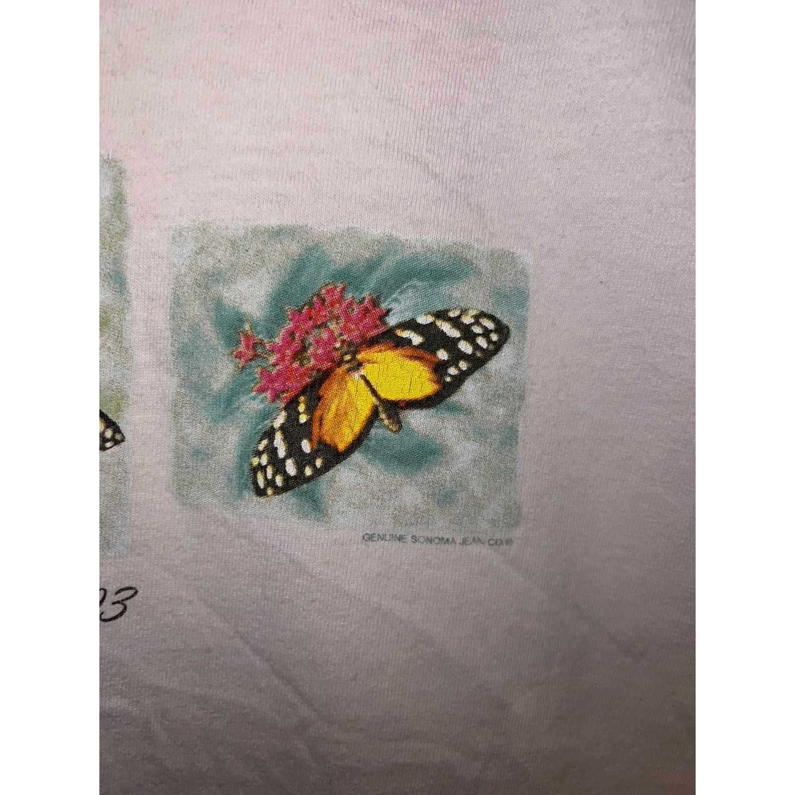Sonoma Womens Summer Butterfly Shirt Garden Pink Tee Top 2003 Y2K M Size M / US 6-8 / IT 42-44 - 4 Thumbnail