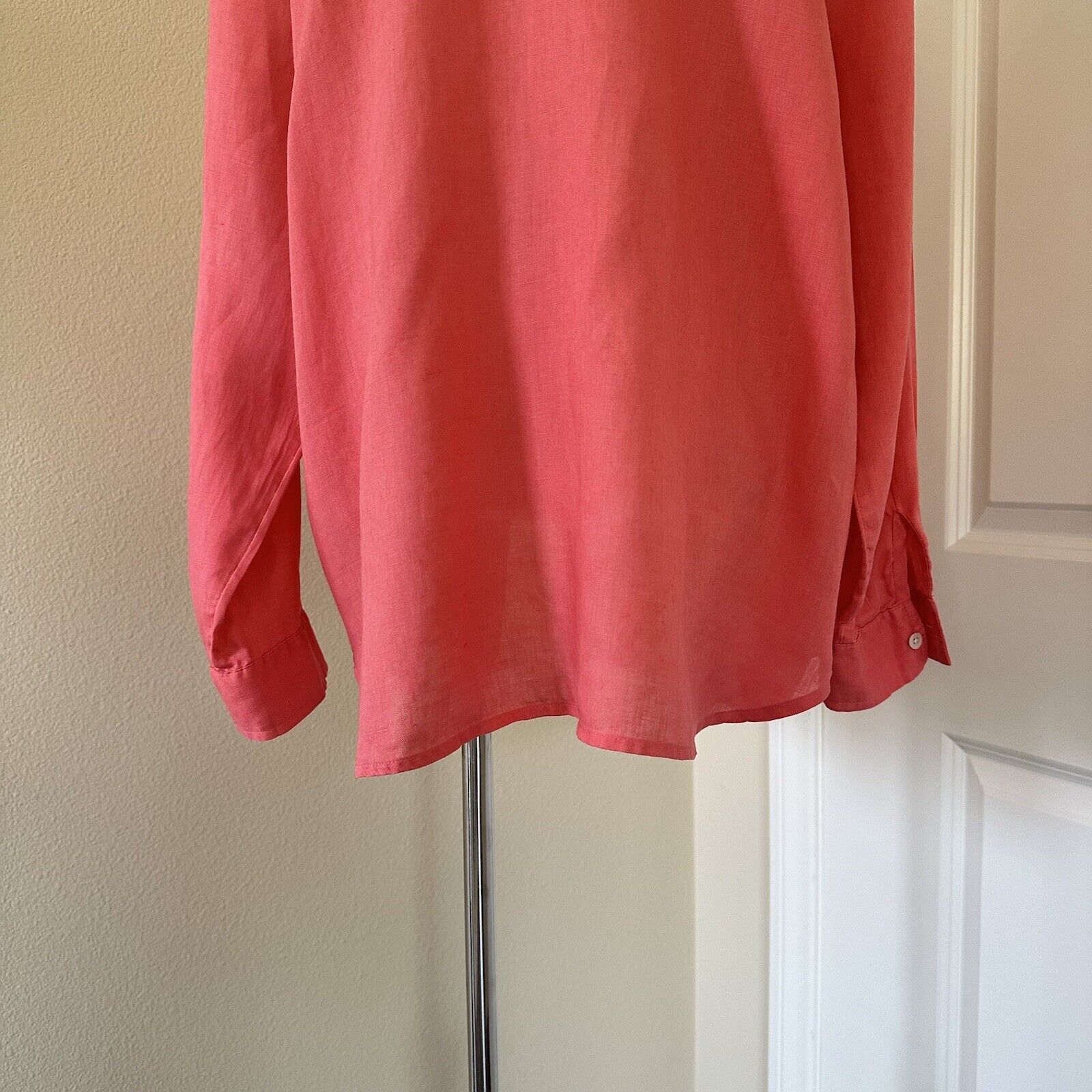 J. Jill J.Jill Women Linen Essential Shirt Button Down Coral Size M Size M / US 6-8 / IT 42-44 - 7 Thumbnail
