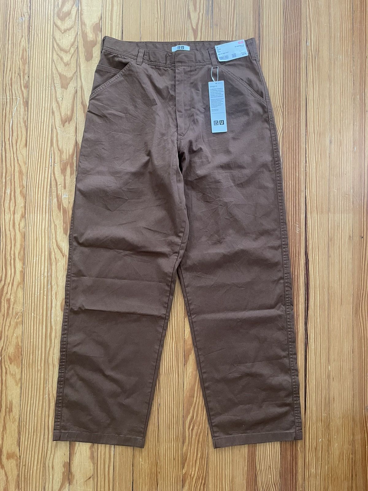 image of Lemaire x Uniqlo U Wide Fit Chino Work Pant Brown, Men's (Size 31)