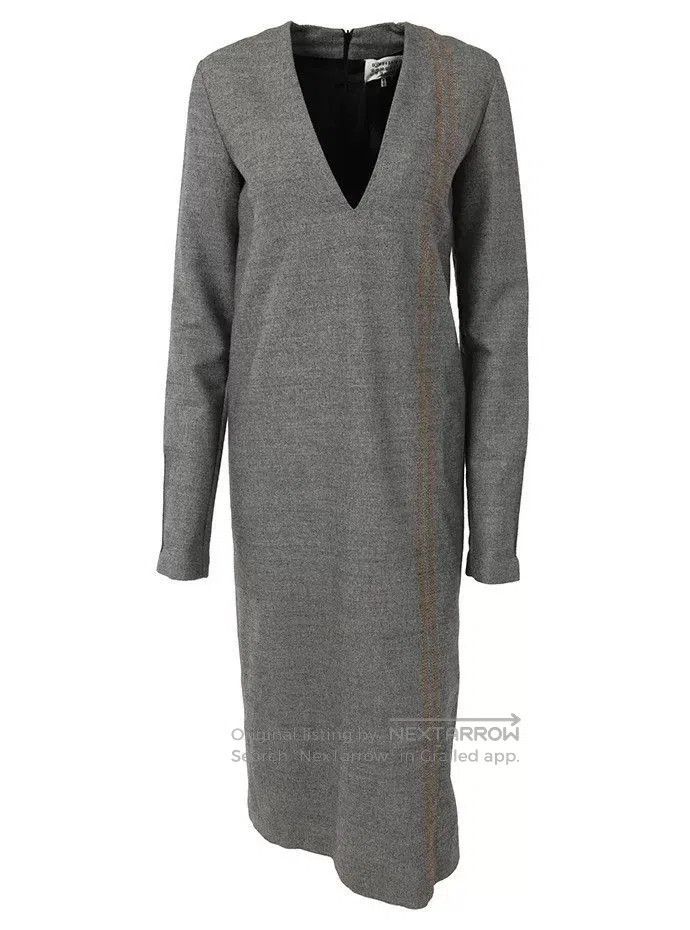 Maison Margiela Gray Twill Deep V-Neck Robe. Size S / US 4 / IT 40 - 1 Thumbnail