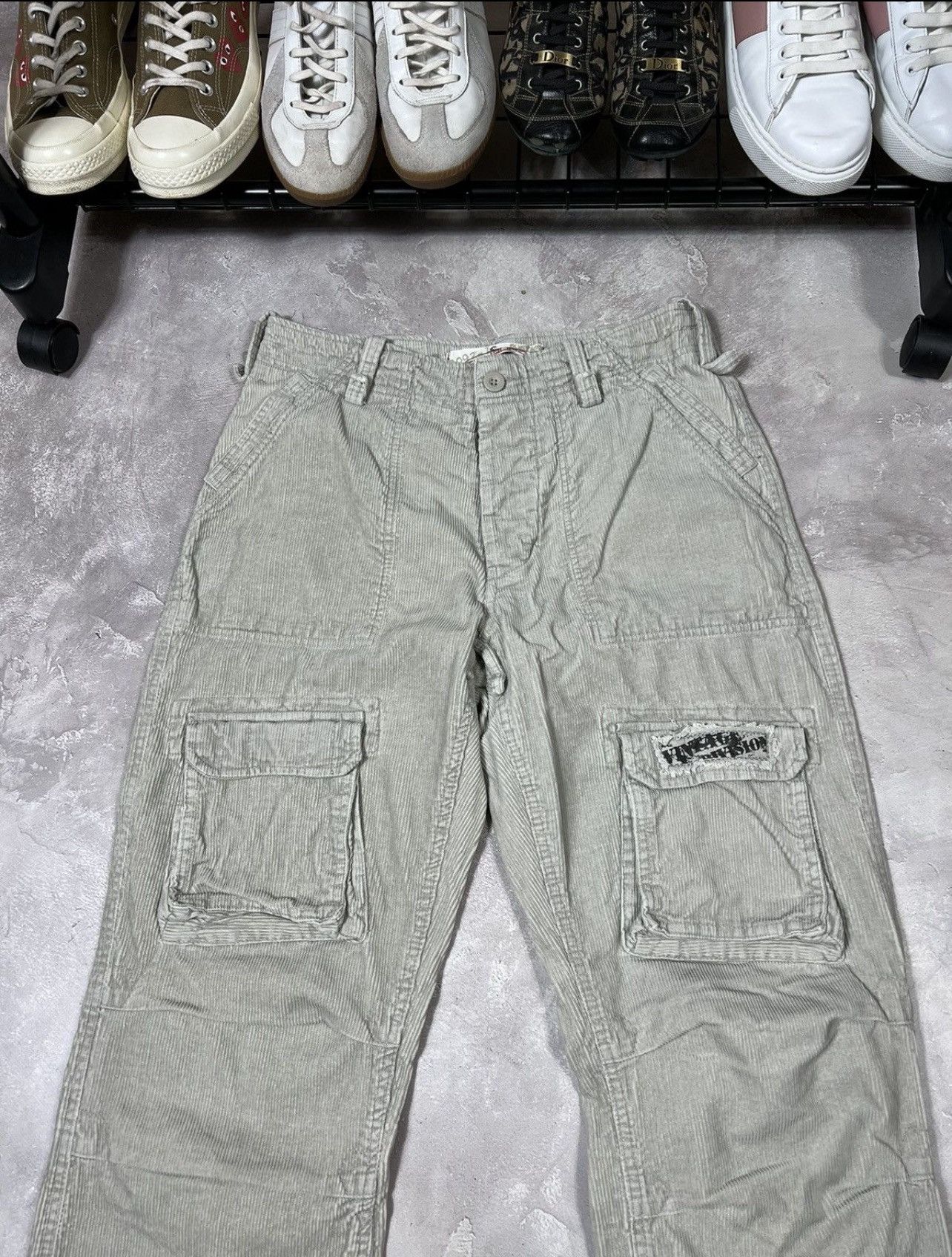 Vintage Vintage Fishbone Corduroy Y2k Cargo Pants Size US 30 / EU 46 - 4 Thumbnail