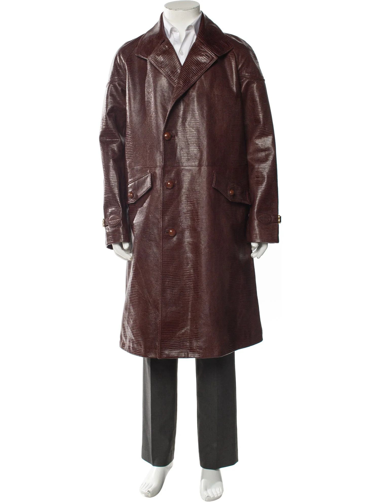 Bally o1tko11224 Embossed Leather Coat in Burgundy Size US S / EU 44-46 / 1 - 1 Thumbnail