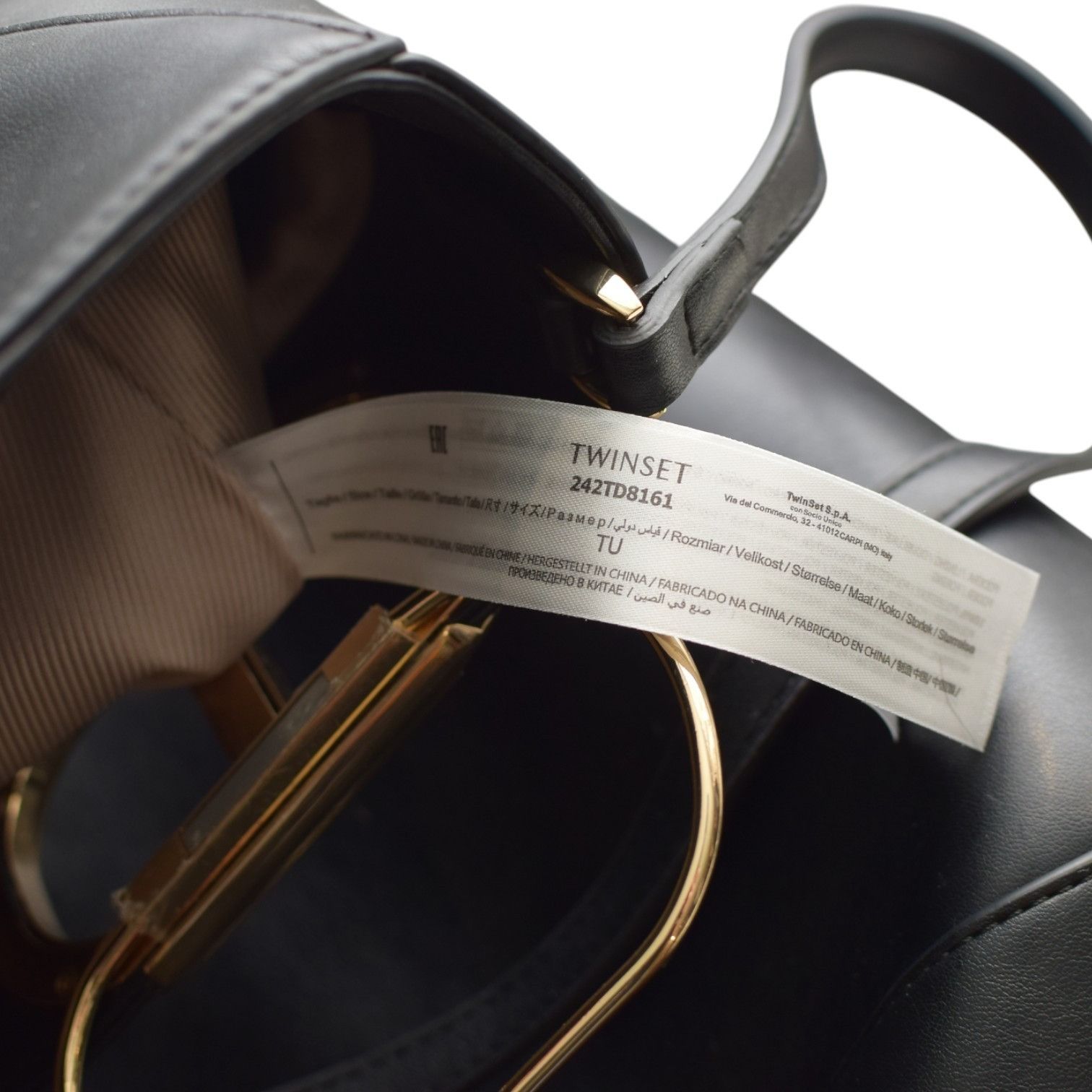 TWINSET Twinset Milano shopper 'Lila' Oval T handle Black Leather To Size ONE SIZE - 16 Thumbnail