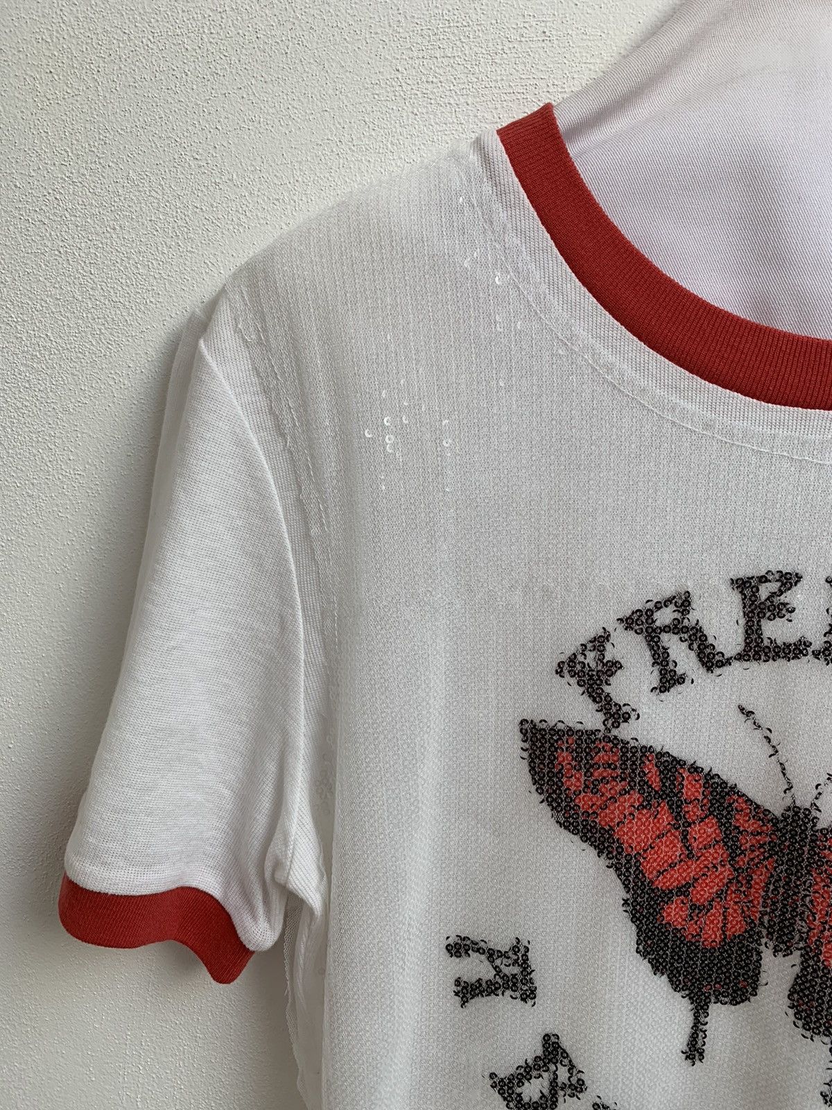 Payette Off-White Small Glitter Butterfly T-Shirt White