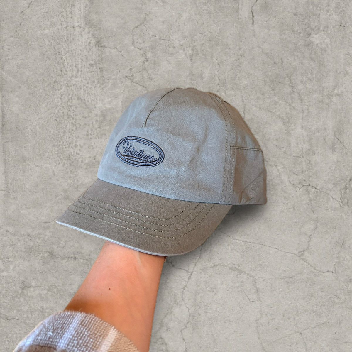 Japanese Brand Cool vintage style cap, grey blue with beige logo. One size Size ONE SIZE - 1 Thumbnail