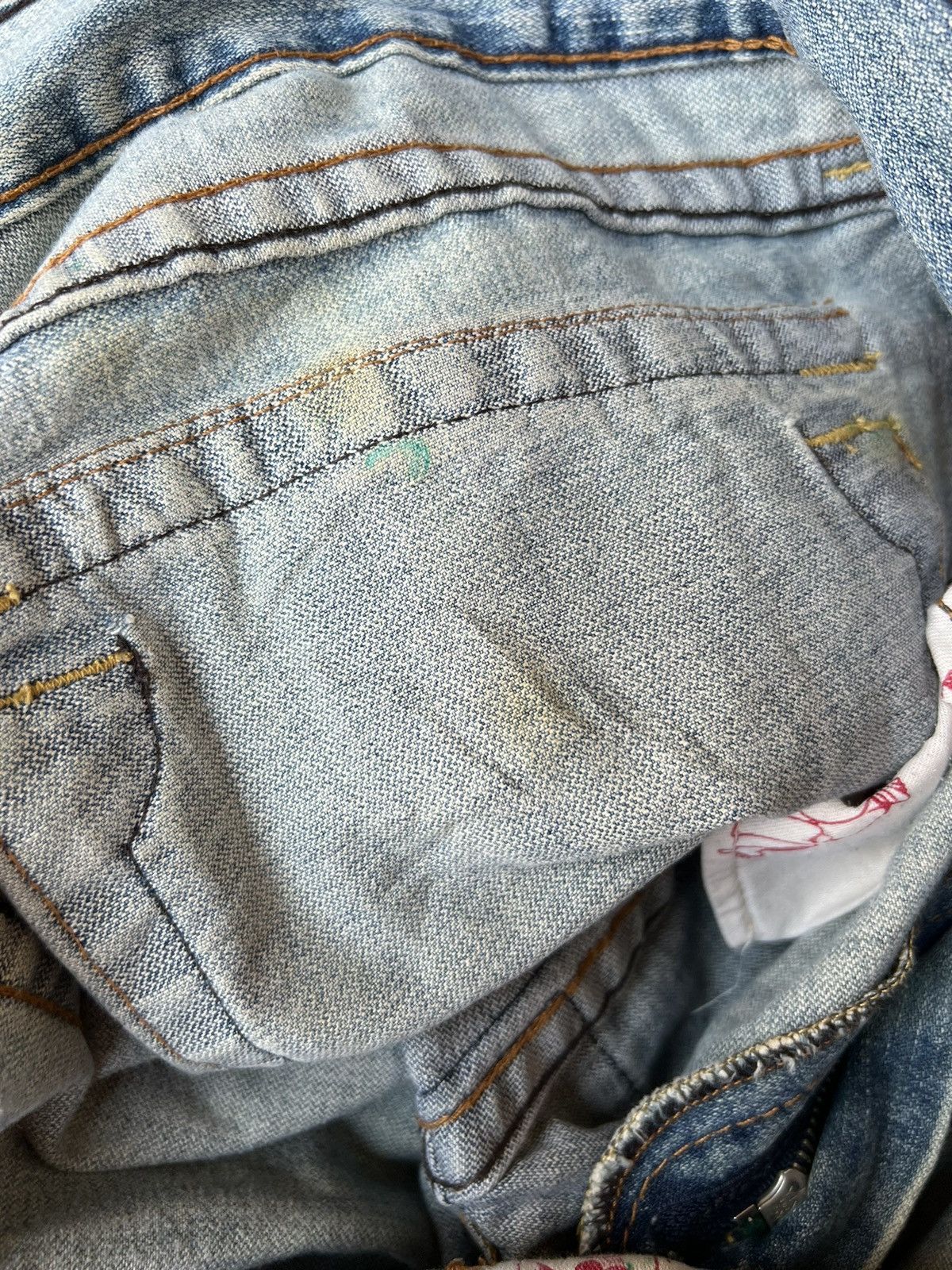 True Religion VTG 00s TR Big Rig Stone&Tint Rips Patchwork Flare Jeans Size US 34 / EU 50 - 25 Thumbnail