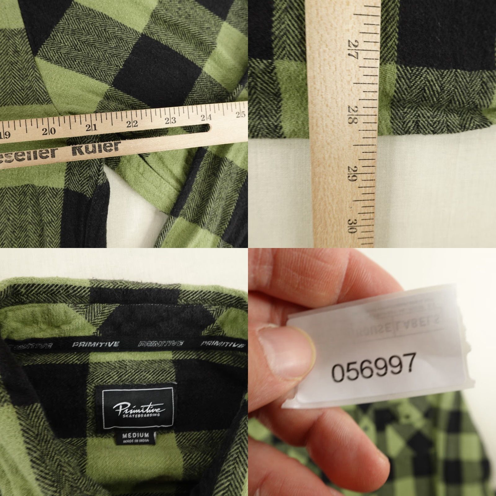 Primitive VINTAGE Primitive Men’s Shirt Casual Flannel Plaid Cotton Long Sleeve Medium Green Embroidered Skater Size US M / EU 48-50 / 2 - 8 Thumbnail