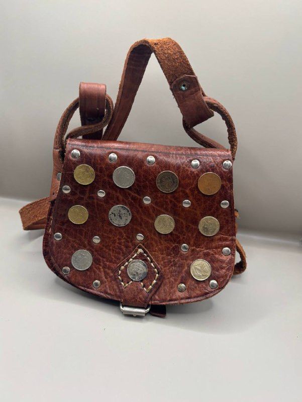 Vintage Handmade leather coin bag - vintage made of coins Size ONE SIZE - 1 Thumbnail