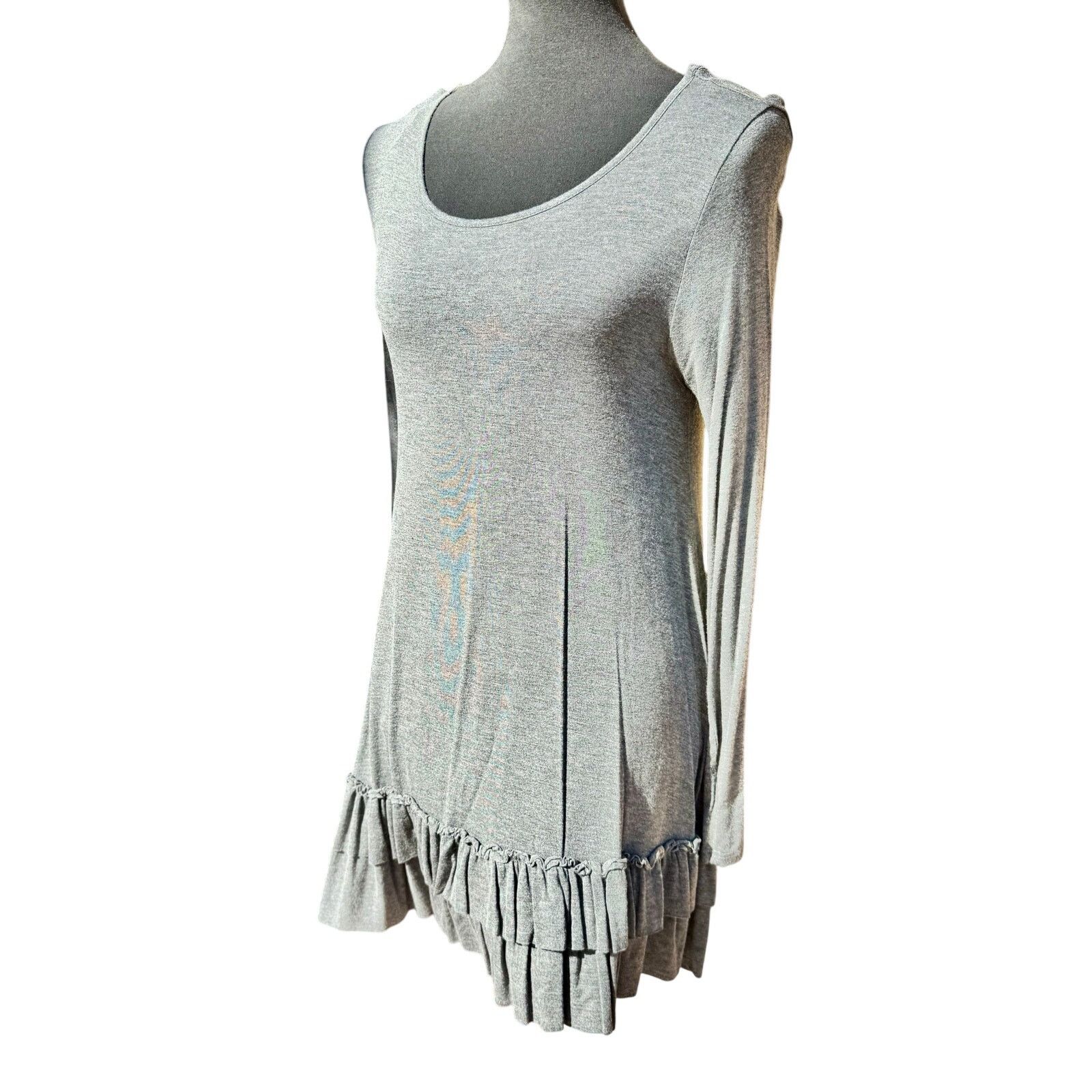 Boutique Moschino Easel Los Angeles Layering Ruffle Dress – Grey Long Sleeve Size M / US 6-8 / IT 42-44 - 1 Thumbnail