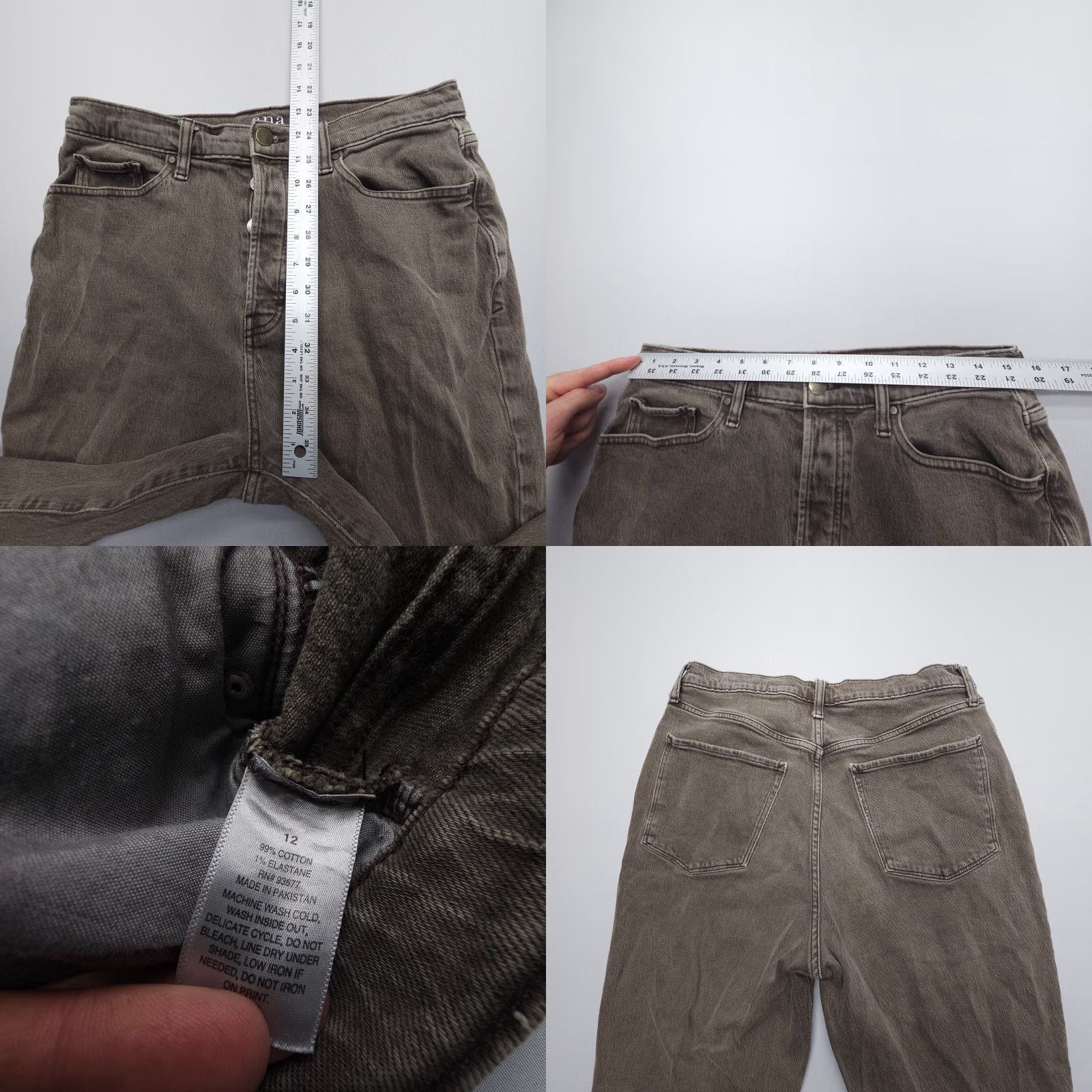 Denime VINTAGE Ana Highest Rise Straight Button Fly Jeans Womens 12 Brown Denim 26" inseam 90s American Size 34" / US 12 / IT 48 - 8 Thumbnail