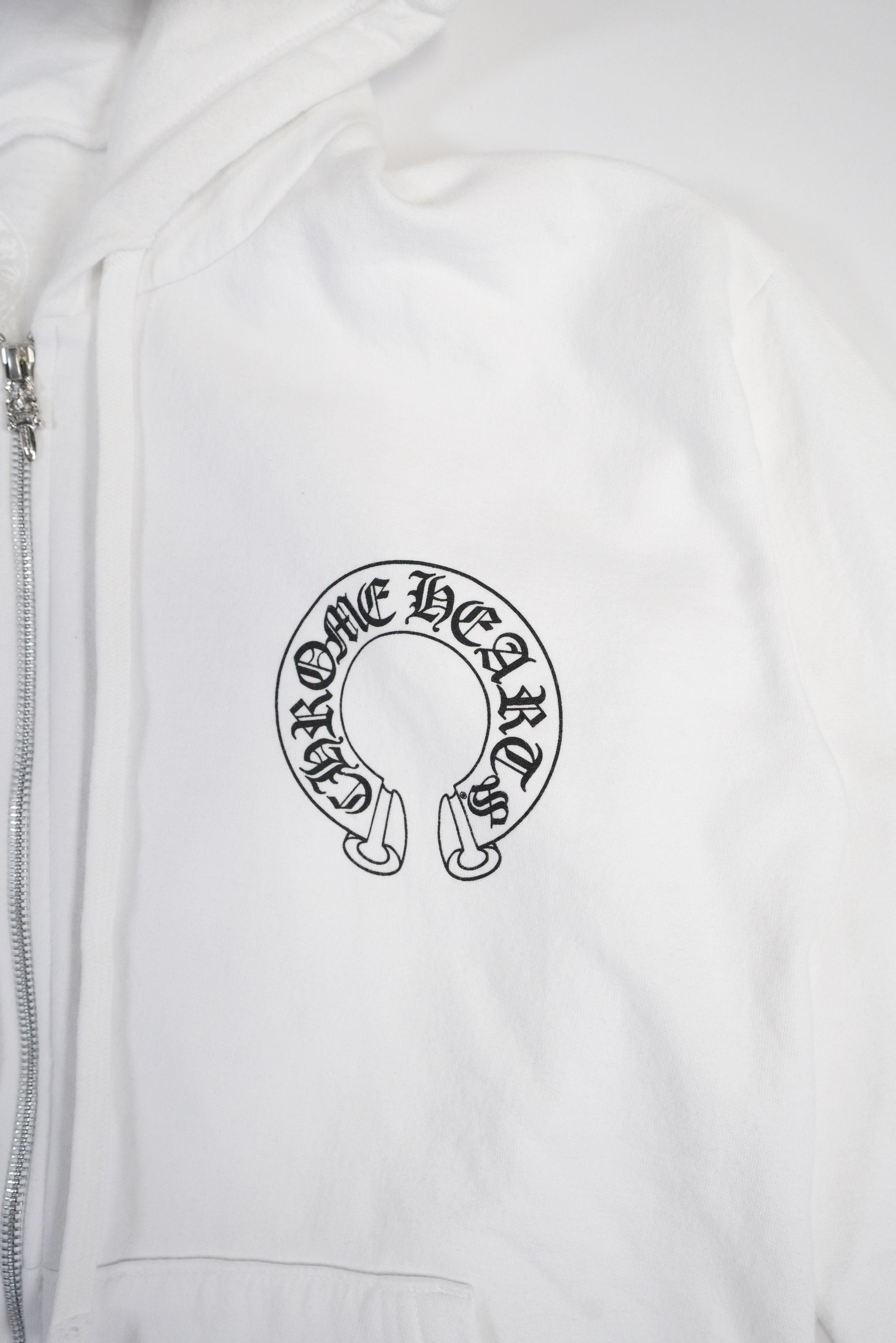 Chrome Hearts Horseshoe Floral Sleeve Fleece Zip Up Hoodie