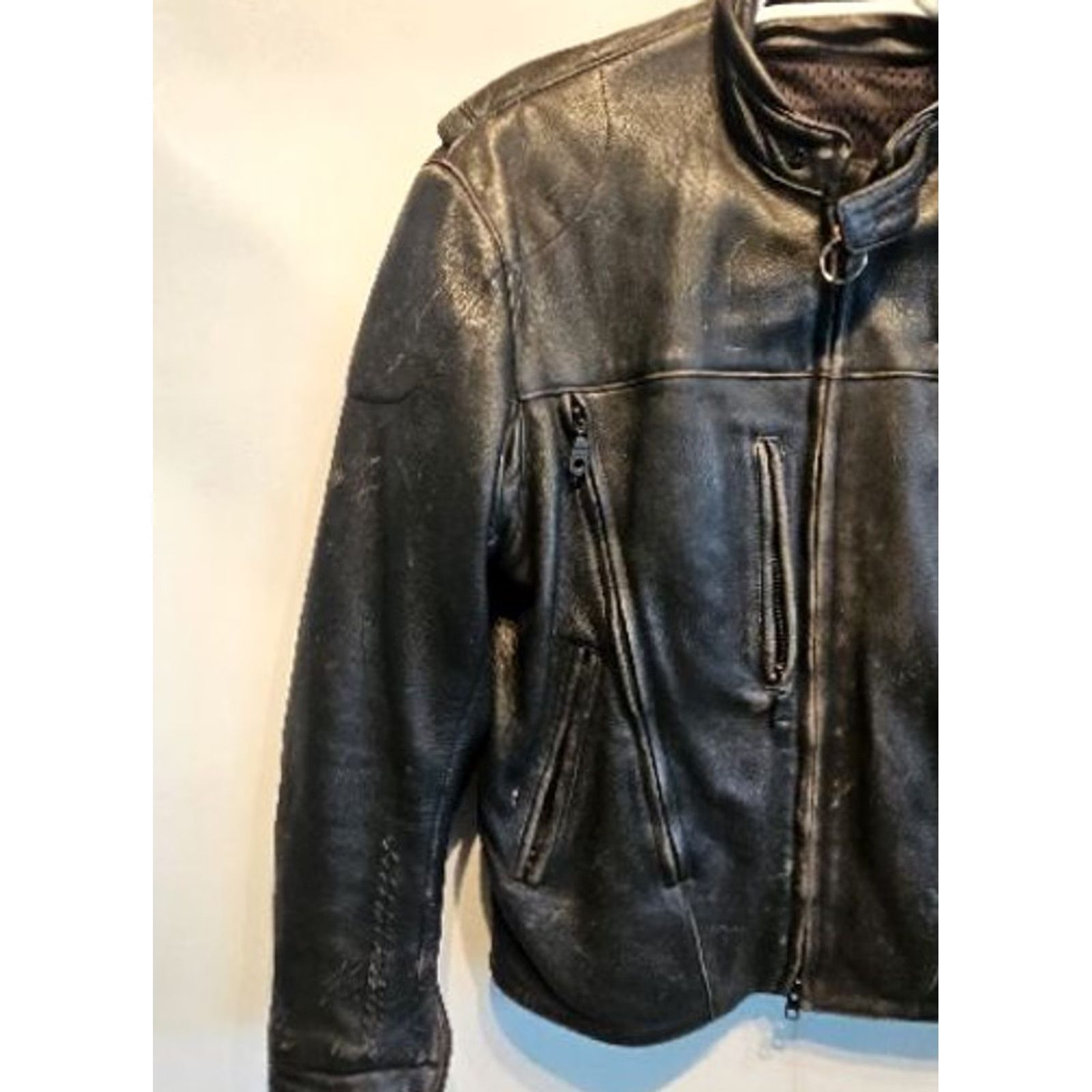 Harley Davidson VINTAGE Harley-Davidson Black Leather Motorcycle Biker BOMBER JACKET Mens Large FXRG Jacket Size US L / EU 52-54 / 3 - 2 Thumbnail