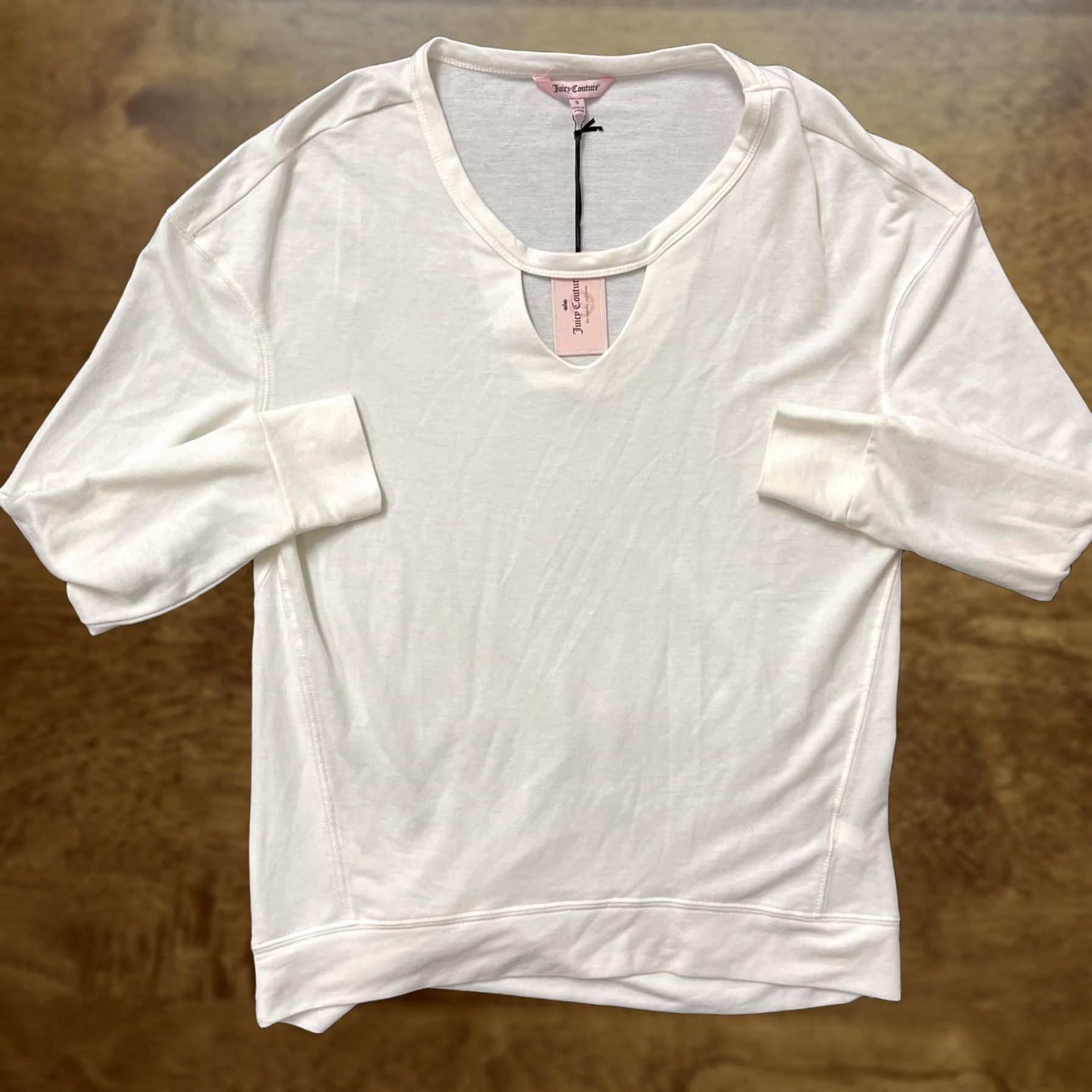 Juicy Couture Juicy Couture Shirt Womens Small White Crew Neck Raglan Long Sleeve Top Size S / US 4 / IT 40 - 1 Thumbnail