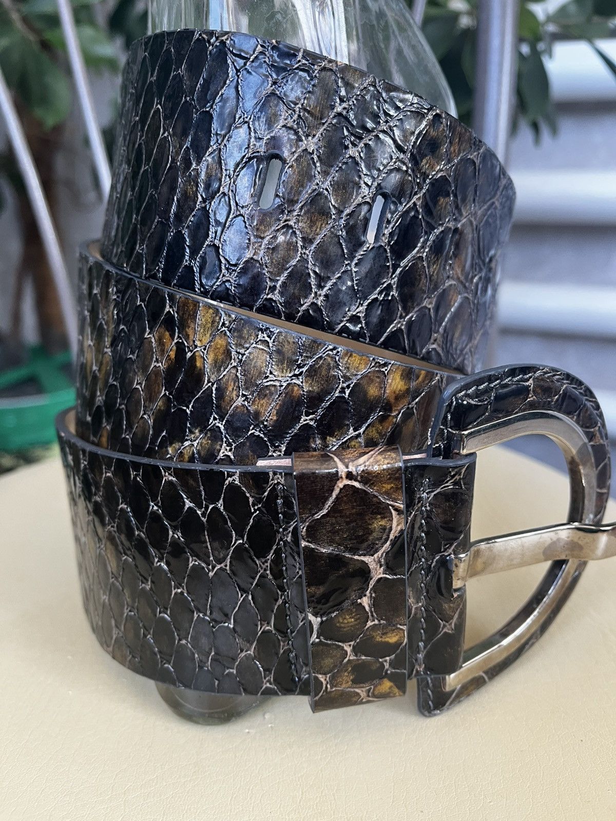 Banana Republic Python print real leather belt Size ONE SIZE - 1 Thumbnail