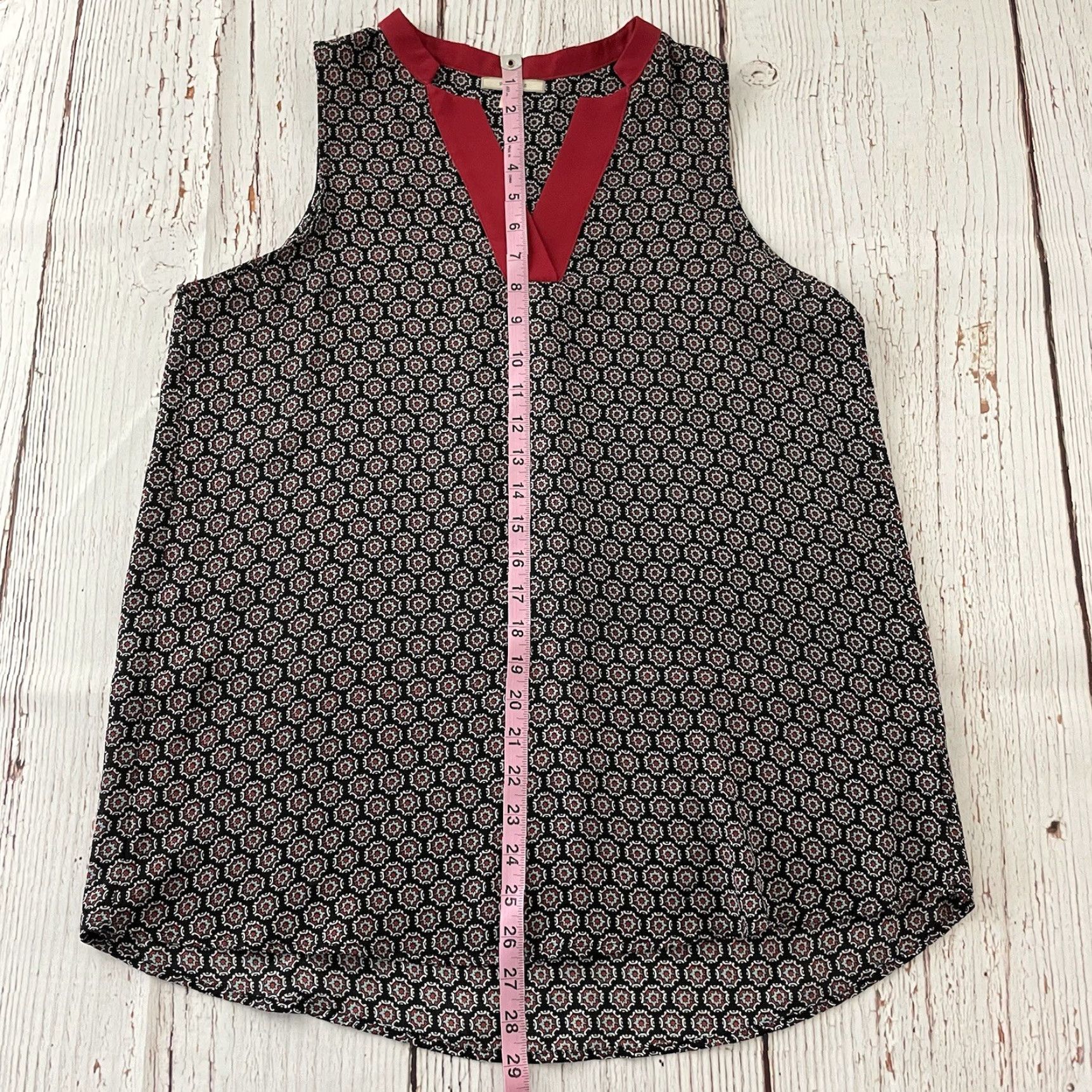 Vintage VINTAGE Pleione Sleeveless Blouse Women's XS Red Blue Geometric Top Shirt Size XS / US 0-2 / IT 36-38 - 4 Thumbnail