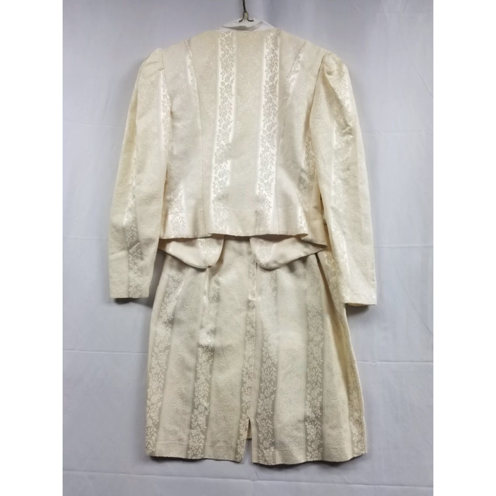 Vintage Cachet By Bari Protas 2 Piece Lace Top Skirt Blazer Set Pink 1980s Victorian Formal Party Wedding Size 3-4/13 Womens Size XL / US 12-14 / IT 48-50 - 2 Thumbnail