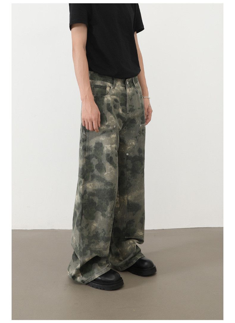 Vintage Retro men's loose straight casual workwear camouflage jeans Size US 32 / EU 48 - 3 Thumbnail