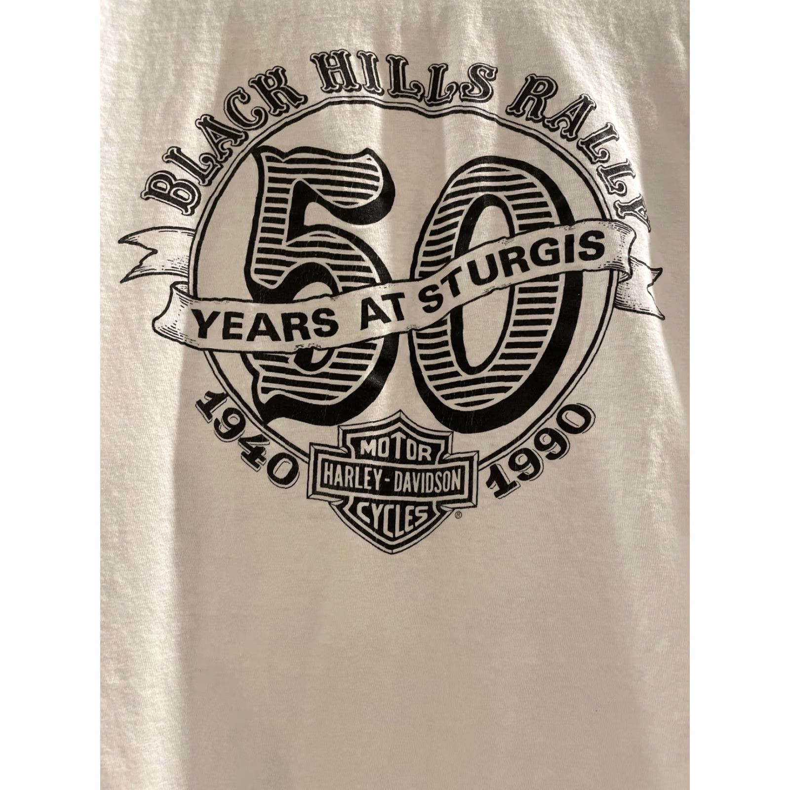 Harley Davidson VTG Harley-Davidson Shirt Mens T-Shirt 1990s Sturgis South Dakota Harley Davidson Logo 90s Biker Cotton Blend White Short Sleeve Crew Neck Size L Size US L / EU 52-54 / 3 - 6 Thumbnail